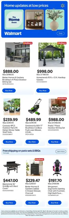 Preview of Walmart flyer - Home updates at low prices from shop Walmart valid from 30.04.2026