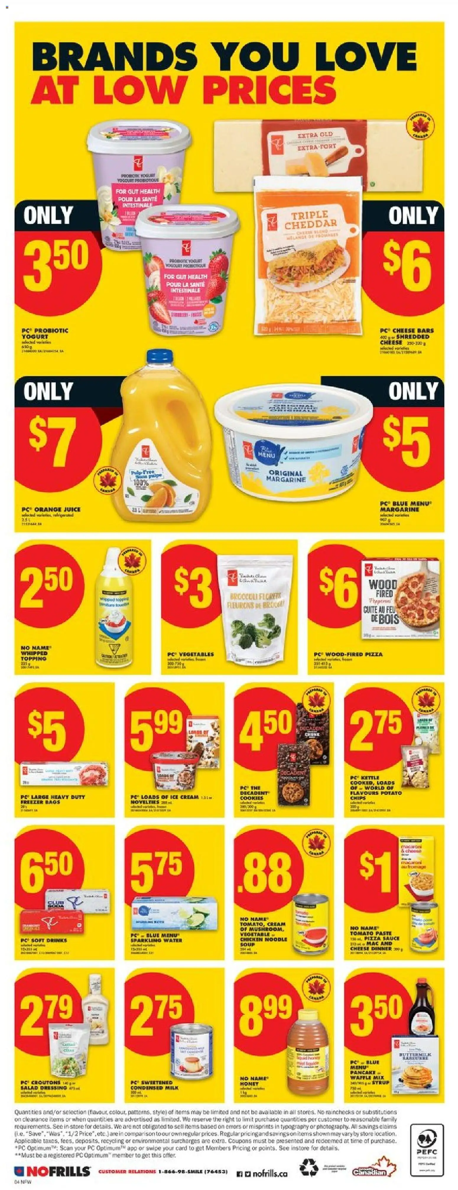 No Frills flyer valid from 05.03.2026 | Page: 4 | Products: Cream, Ice cream, Milk, Juice