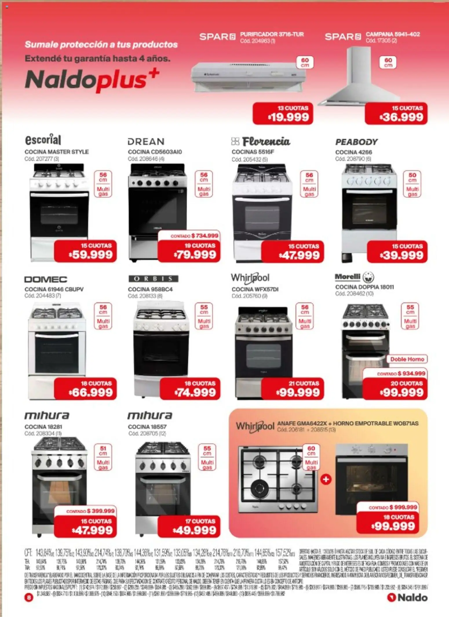 Naldo catálogo │ válido desde el 02.03.2026 | Página: 8 | Productos: Anafe, Horno, Sales, Purificador