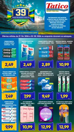 Tatico - Ofertas da semana - Pré-Visualização do folheto da loja Tatico, válido de 27.04.2026 | Página: 6 | Produtos: Hortelã, Escova, Absorvente, Toalha umedecida