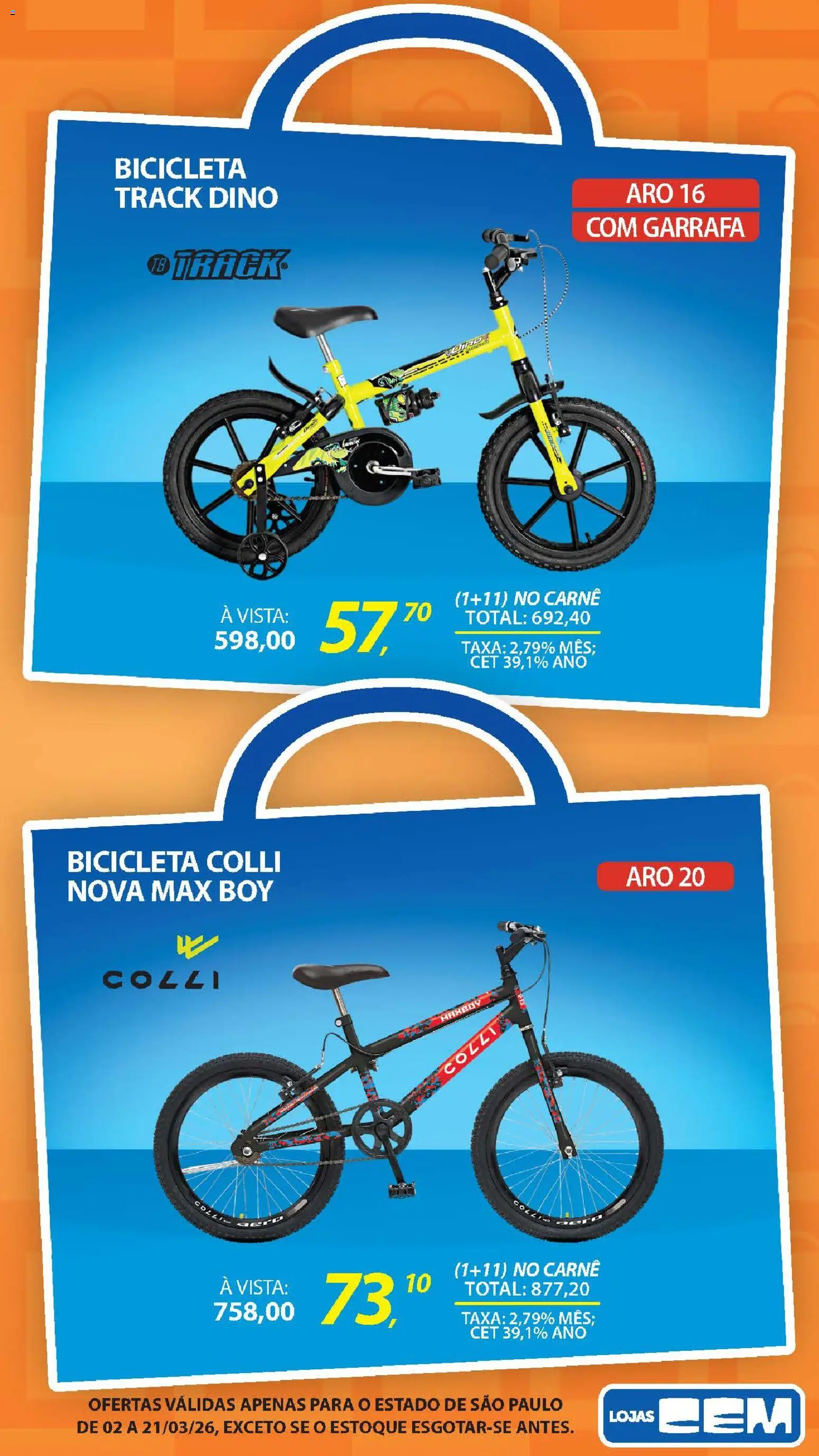 Lojas Cem Folheto - válido de 02.03.2026 | Página: 107 | Produtos: Bicicleta, Carne