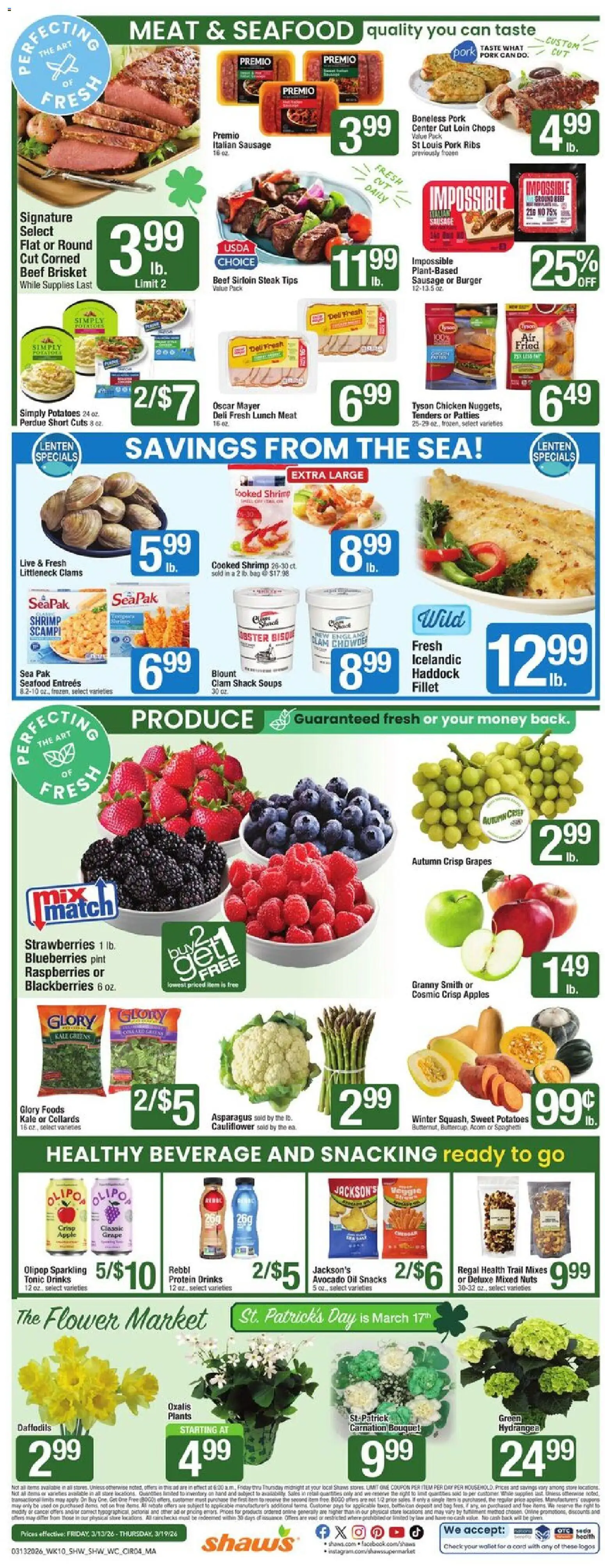 Shaw's Weekly Ad - RI - valid from 13.03.2026 | Page: 4 | Products: Apples, Strawberries, Avocado, Seafood
