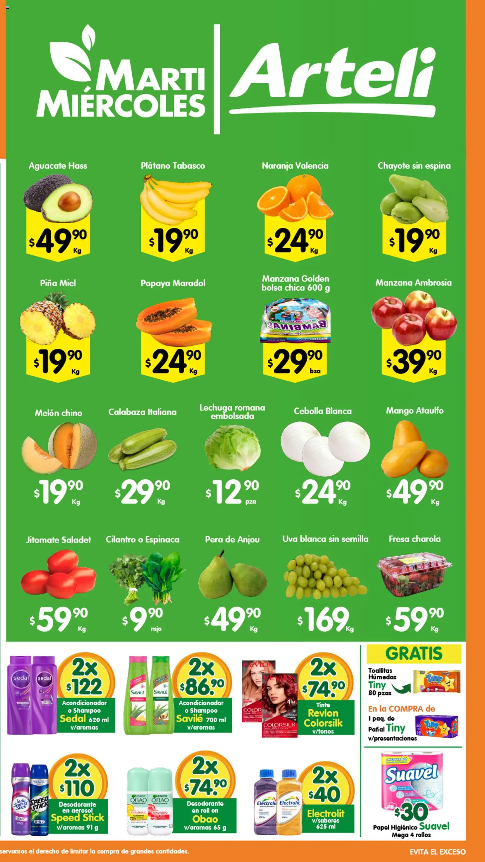 Nuevas ofertas de Arteli válidas en toda la República Mexicana desde el 28.04.2026. ¡Encuentra las mejores ofertas en Arteli folleto Express! | Página: 2 | Productos: Cebolla, Lechuga, Piña, Acondicionador