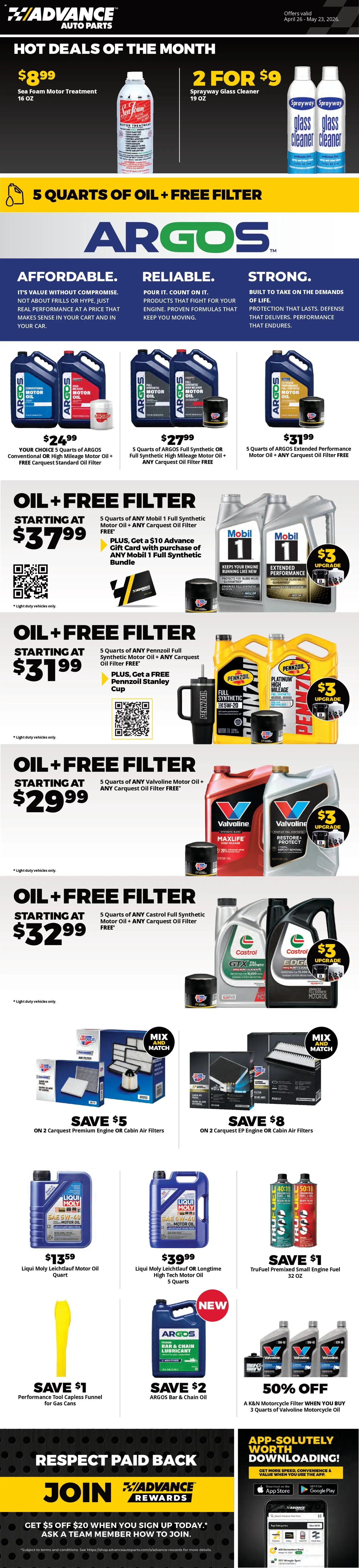 Advance Auto Parts Weekly Ad - valid from 22.04.2026 | Page: 1