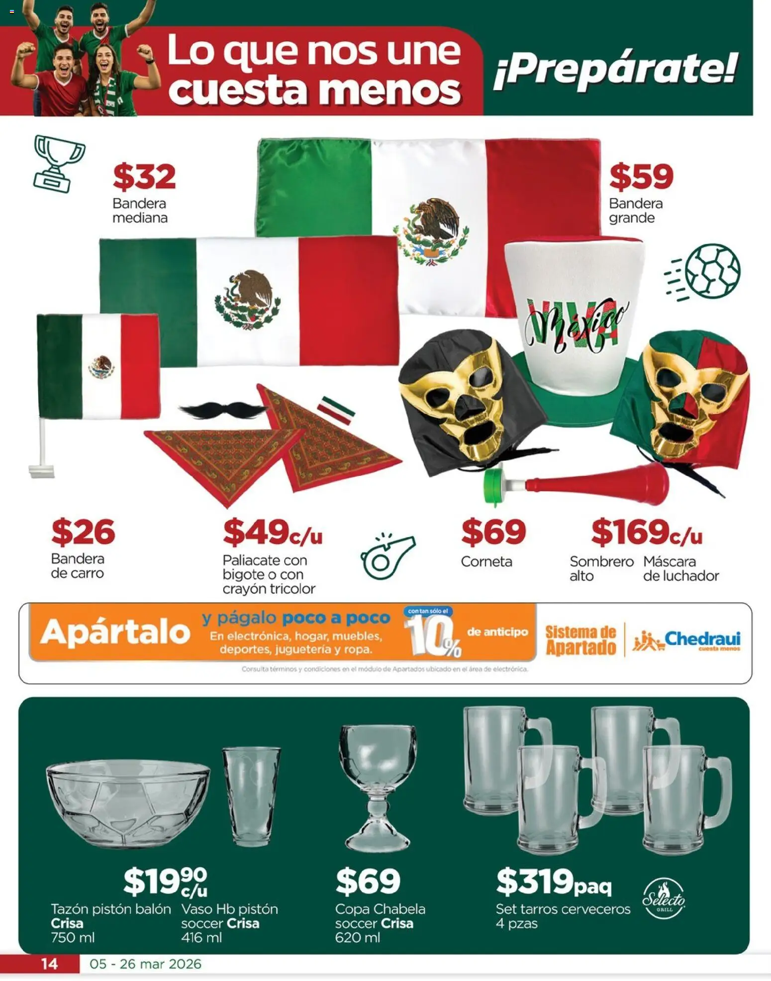 Nuevas ofertas de Chedraui válidas en toda la República Mexicana desde el 05.03.2026. ¡Encuentra las mejores ofertas en Chedraui folleto Vacaciones inolvidables! | Página: 14 | Productos: Sombrero, Máscara