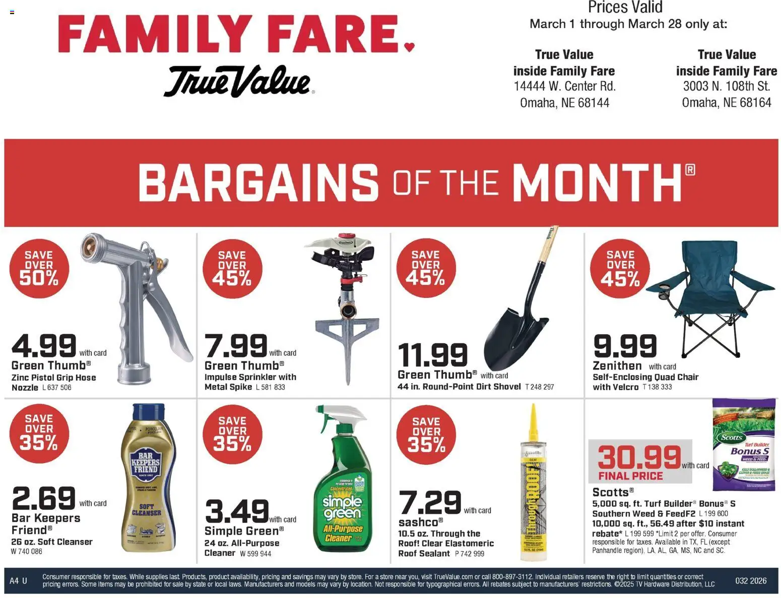 Family Fare Weekly Ad - valid from 08.03.2026 | Page: 15 | Products: Zinc, Shovel, Chair, Tv