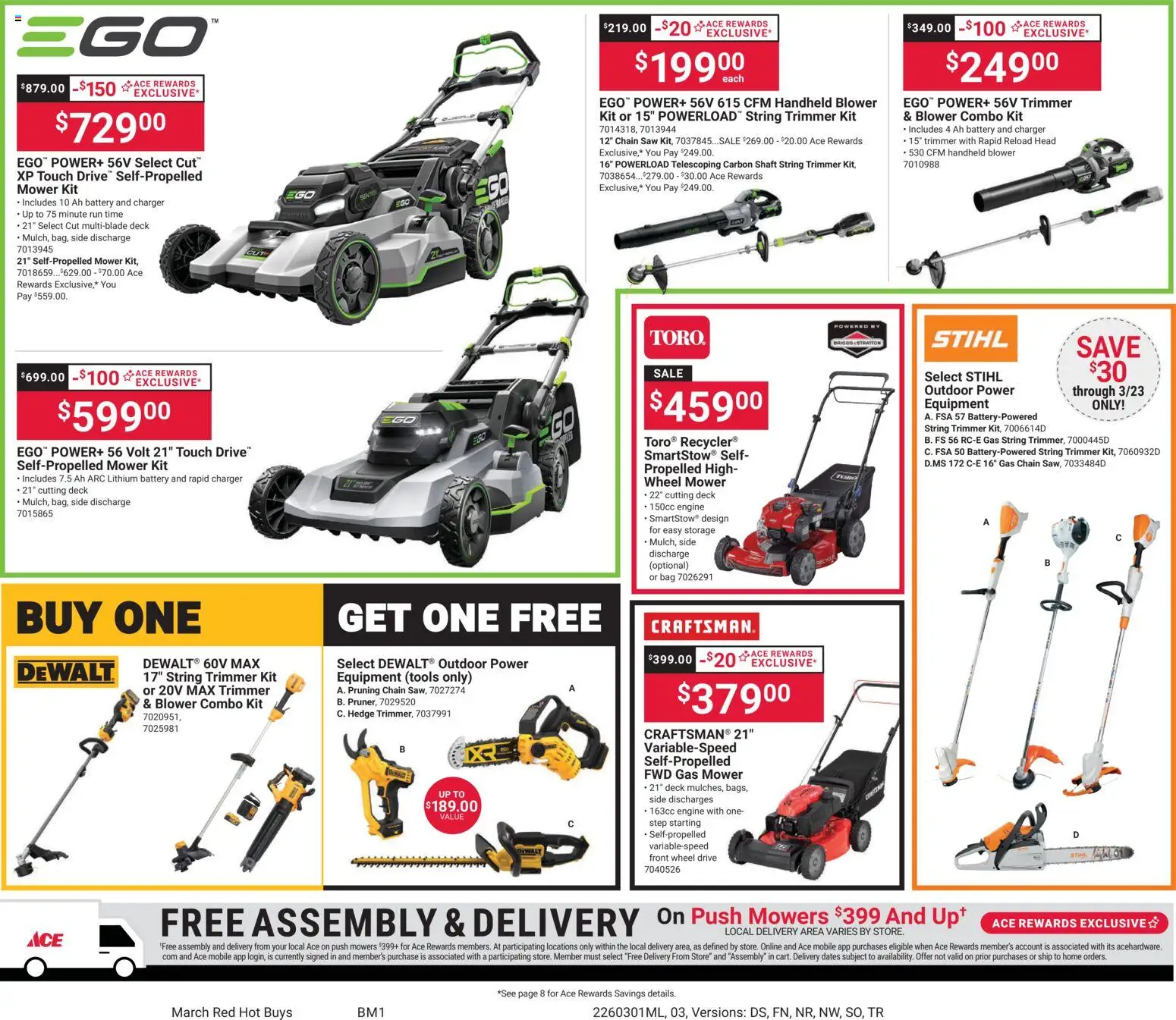 ACE Hardware Weekly Ad - valid from 01.03.2026 | Page: 3 | Products: Trimmer, Saw, Battery, Charger