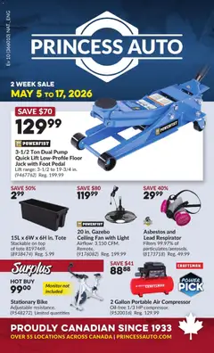 Preview of Princess Auto flyer - 2 Week Sale! from shop Princess Auto valid from 05.05.2026