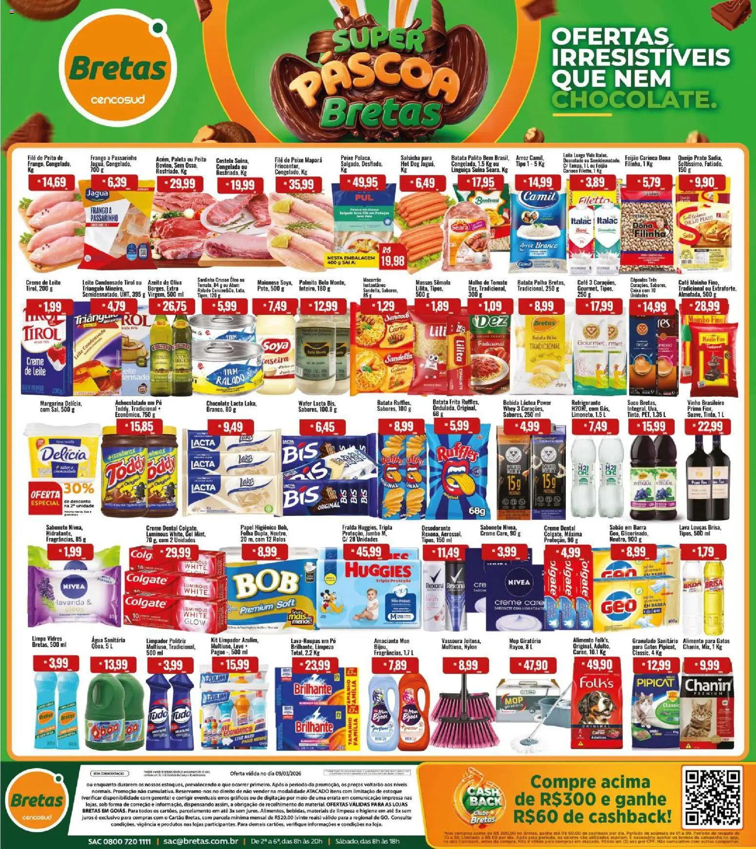 Bretas Folheto - válido de 09.03.2026 | Página: 1 | Produtos: Creme de leite, Azeite, Atum, Batata frita