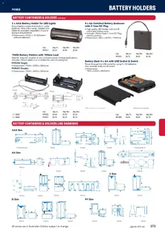 Preview of Jaycar Engineering & Scientific Catalogue 2025/2026  - valid from 09.07.2025 | Page: 373 | Products: Socket, Battery, Batteries, Case
