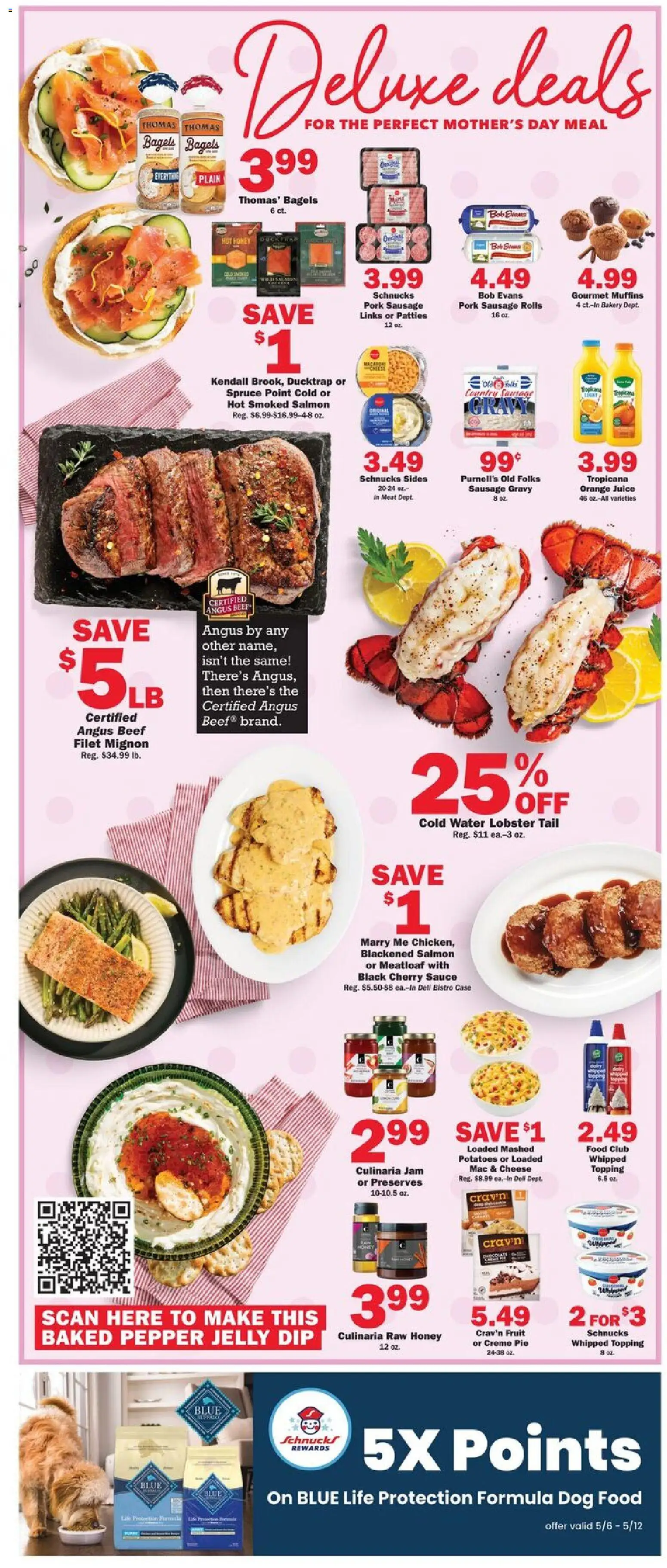 Schnucks Weekly Print Ad - IN - valid from 06.05.2026 | Page: 4 | Products: Bakery, Dog Food, Beef, Potatoes