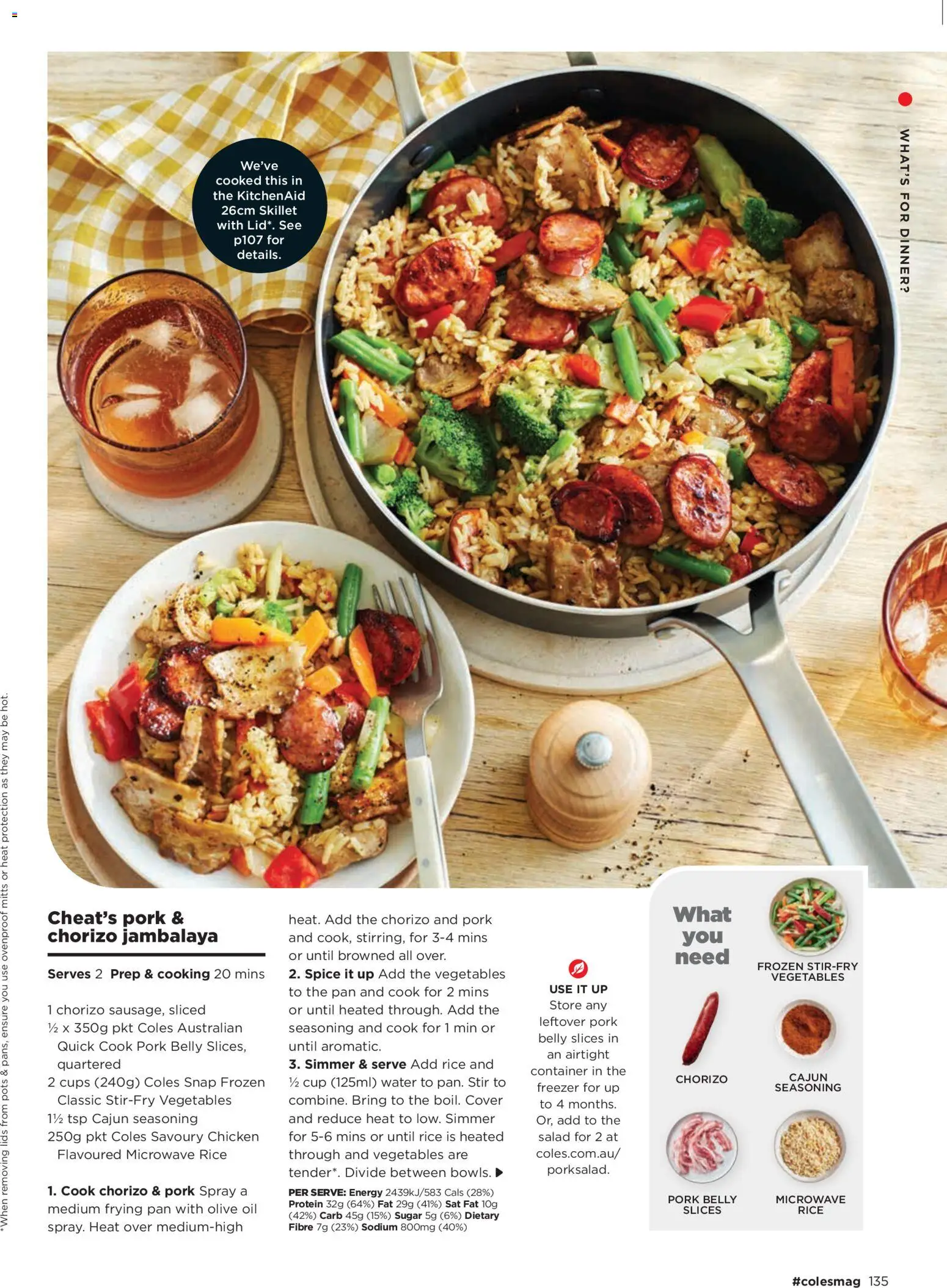 Coles catalogue - valid from 05.03.2026 | Page: 135 | Products: Cups, Pork, Vegetables, Freezer