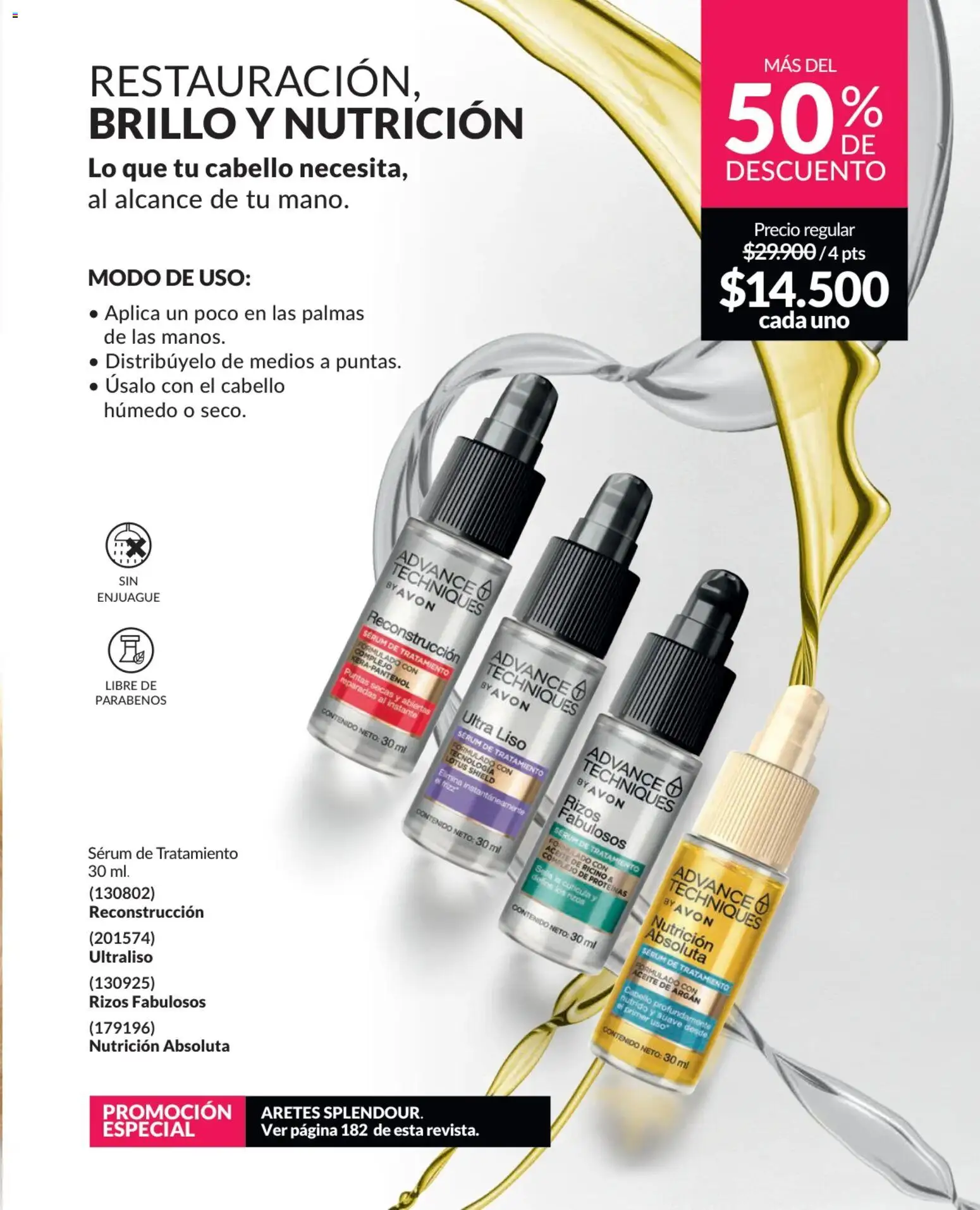 Avon revista - valida desde el 25.02.2026 | Página: 214 | Productos: Aretes, Serum, Brillo, Aceite