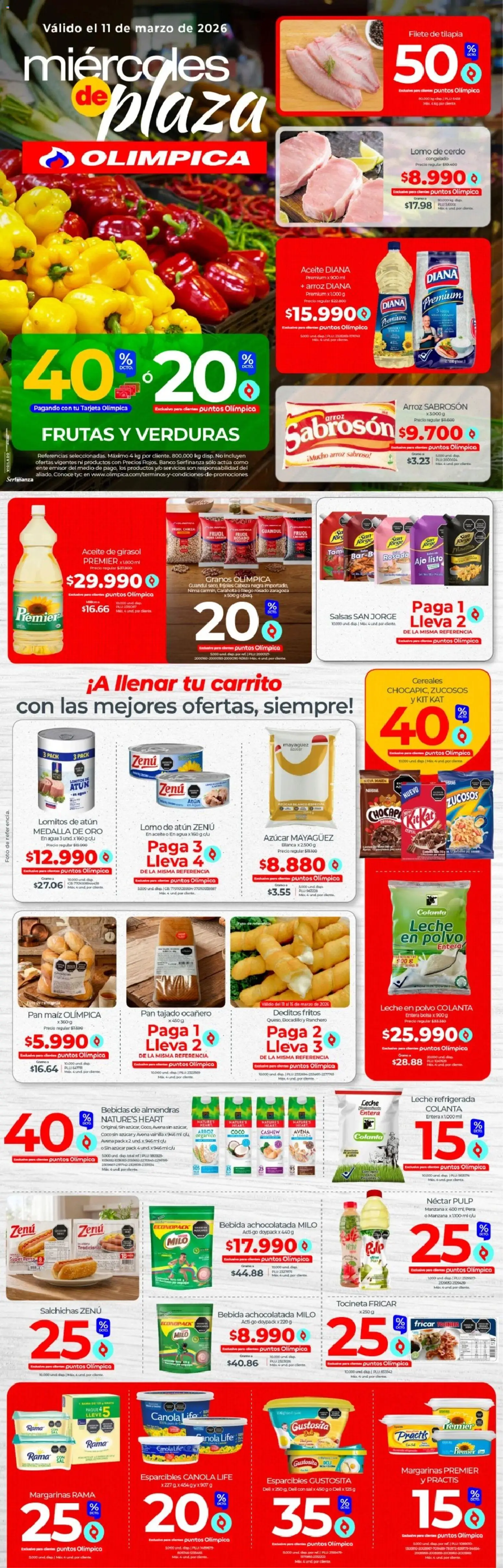 Olímpica revista - valida desde el 11.03.2026 | Página: 1 | Productos: Arroz, Ajo, Leche, Aceite