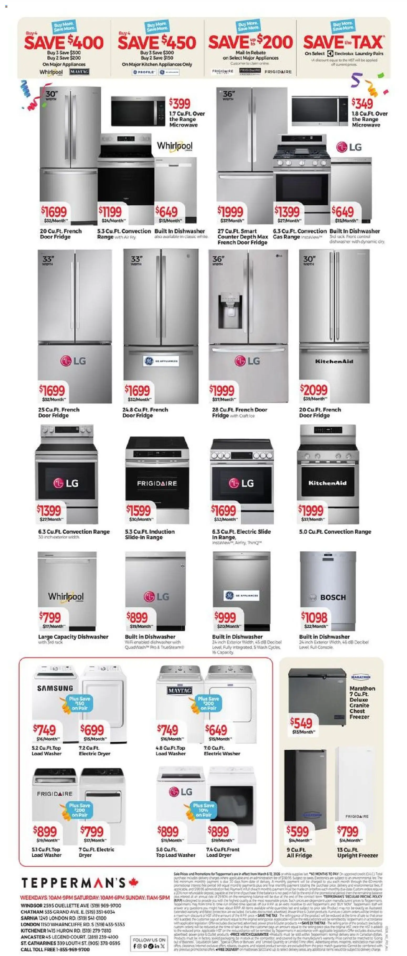 Tepperman's flyer valid from 06.03.2026 | Page: 10 | Products: Freezer, Dryer, Dishwasher, Bed