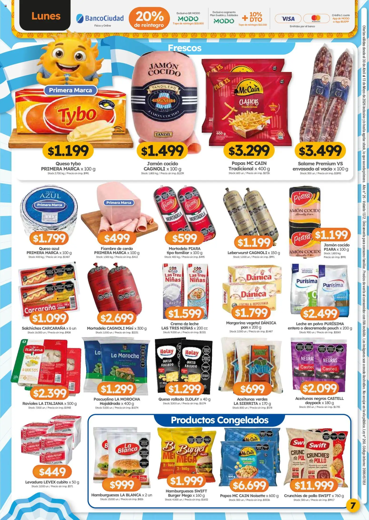 Cordiez ofertas │ válido desde el 30.04.2026 | Página: 7 | Productos: Aceitunas, Leche, Ravioles, Salame