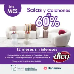 Vista previa de Muebles Dico catálogo Salas y Colchones, nuevo folleto de la tienda, válido en México a partir del 15.04.2026