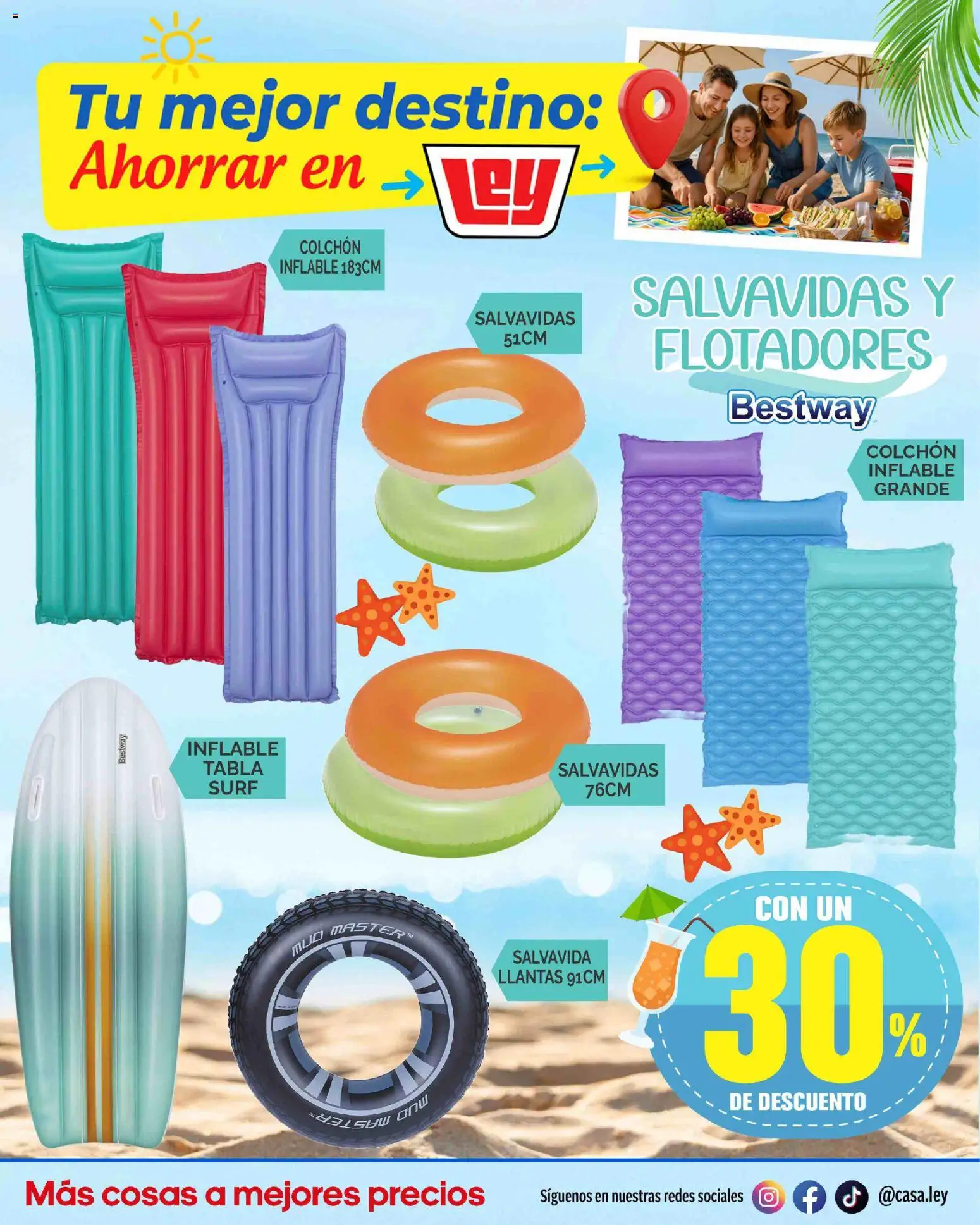 Nuevas ofertas de Casa Ley válidas en toda la República Mexicana desde el 14.03.2026. ¡Encuentra las mejores ofertas en Casa Ley folleto Tu mejor destino Interior ! | Página: 8 | Productos: Colchón inflable, Colchón