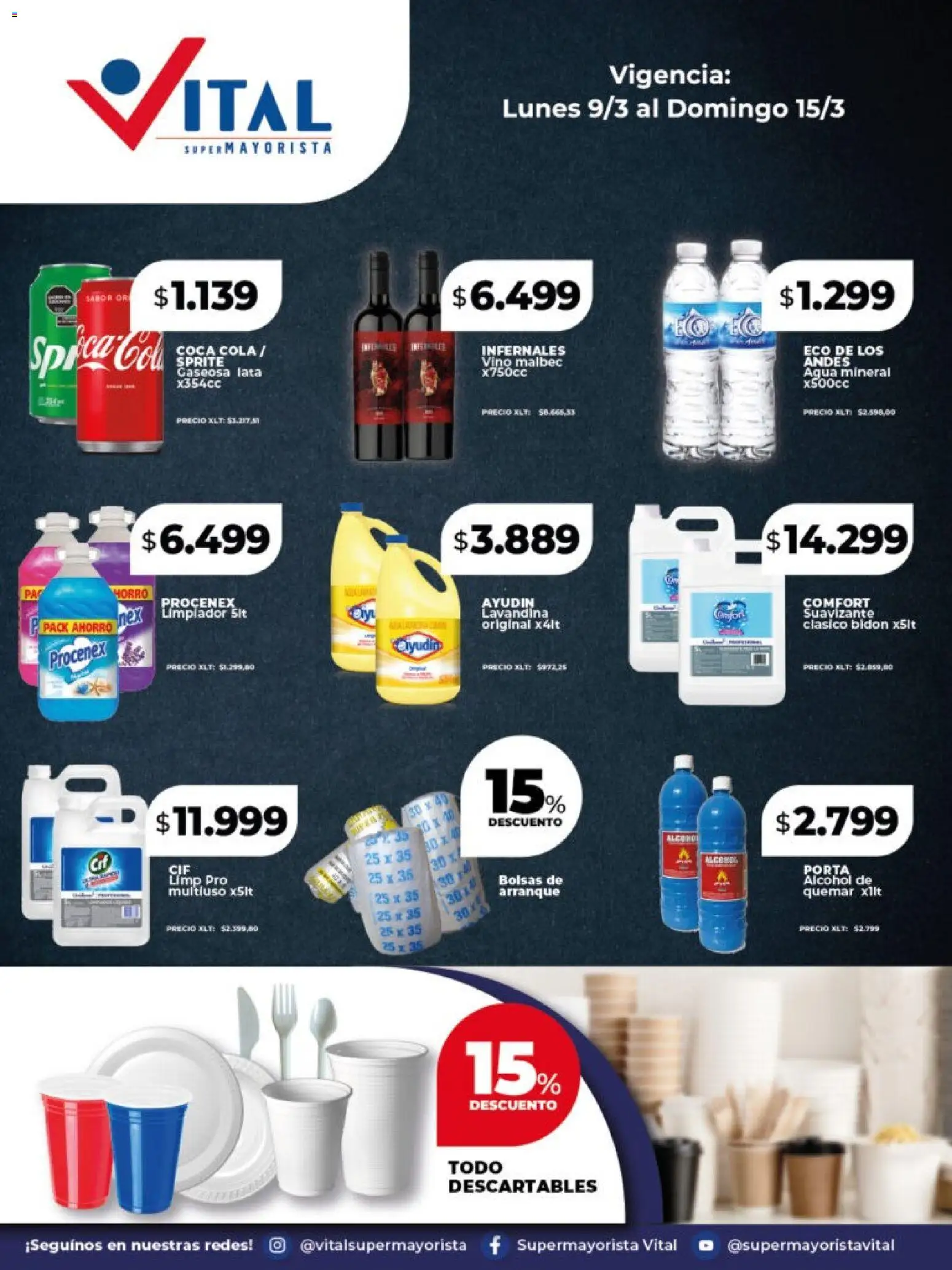 Vital - Especial Vital corporativa │ válido desde el 09.03.2026 | Página: 5 | Productos: Lavandina, Gaseosa, Vino, Suavizante