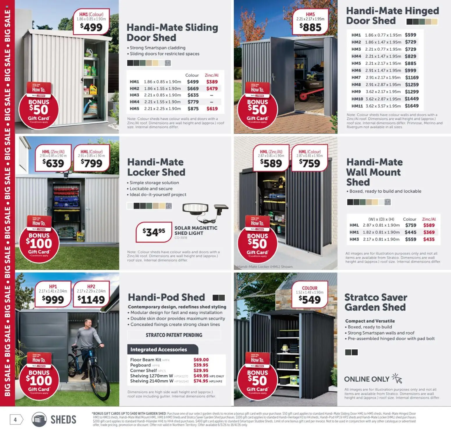 Stratco catalogue - valid from 06.03.2026 | Page: 4 | Products: Shelf, Door, Shed, Accessories