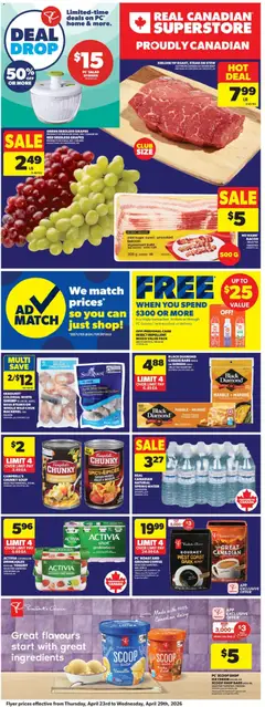 Preview of Real Canadian Superstore weekly flyer - MB from shop Real Canadian Superstore valid from 23.04.2026 | Page: 4 | Products: Ice cream, Salad, Cheese, Yogurt