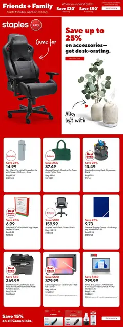 Preview of Staples weekly flyer / circulaire from shop Staples valid from 24.04.2026