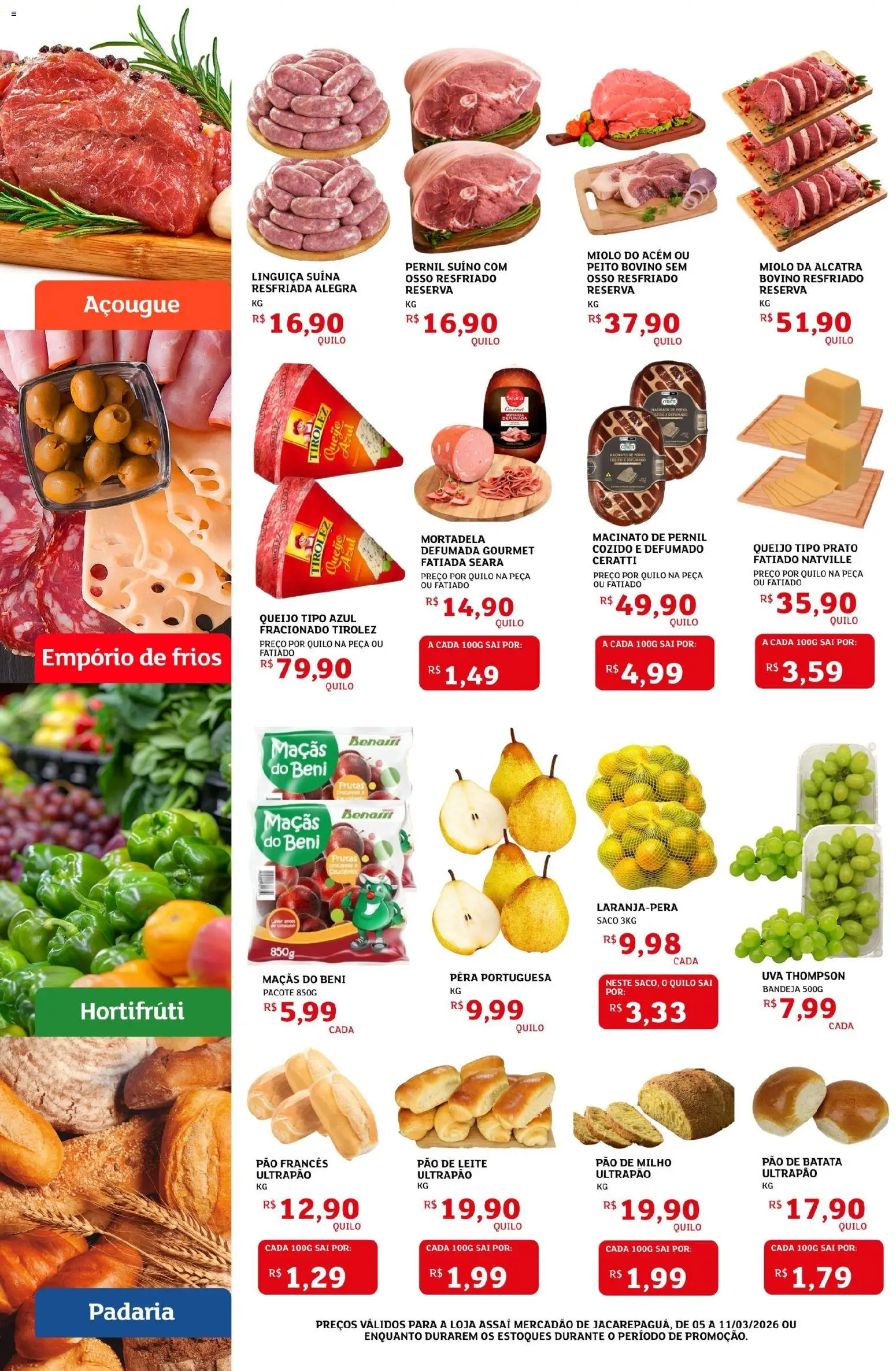 Assaí Atacadista Folheto - válido de 05.03.2026 | Página: 2 | Produtos: Alcatra, Queijo, Mortadela, Bandeja