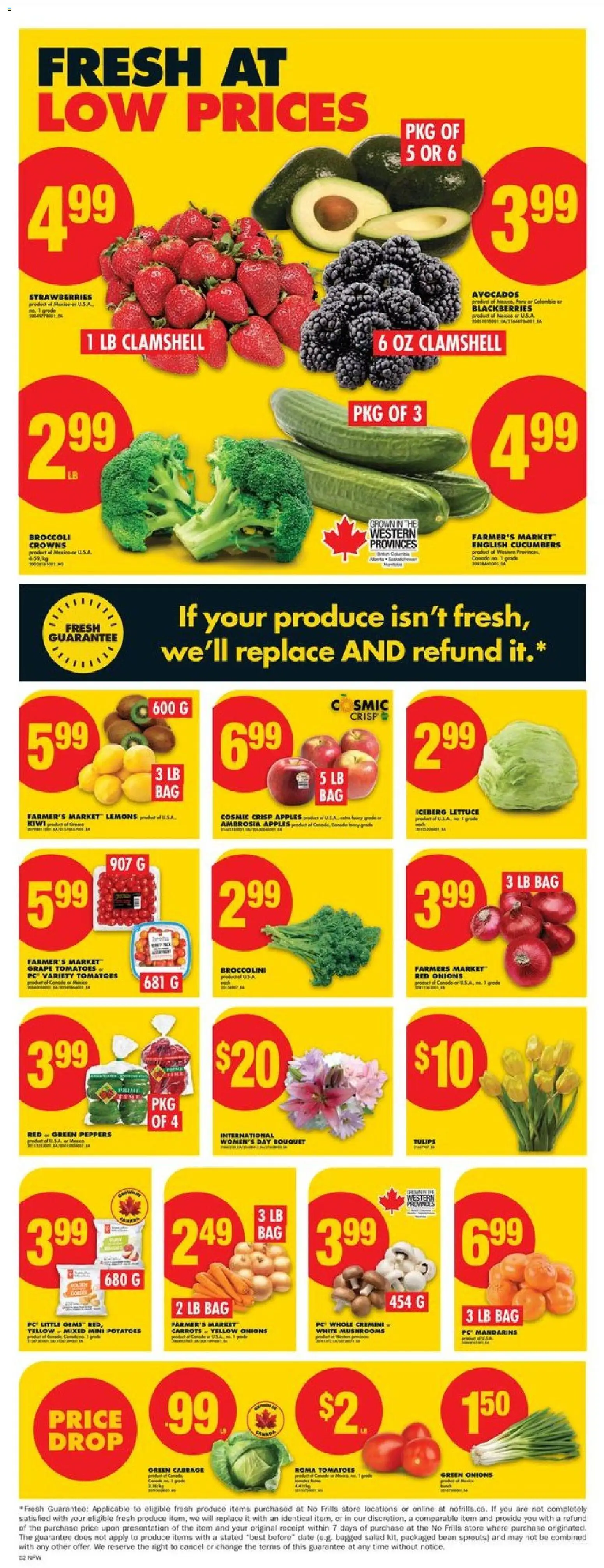 No Frills flyer valid from 05.03.2026 | Page: 2 | Products: Kiwi, Carrot, Bag, Apples