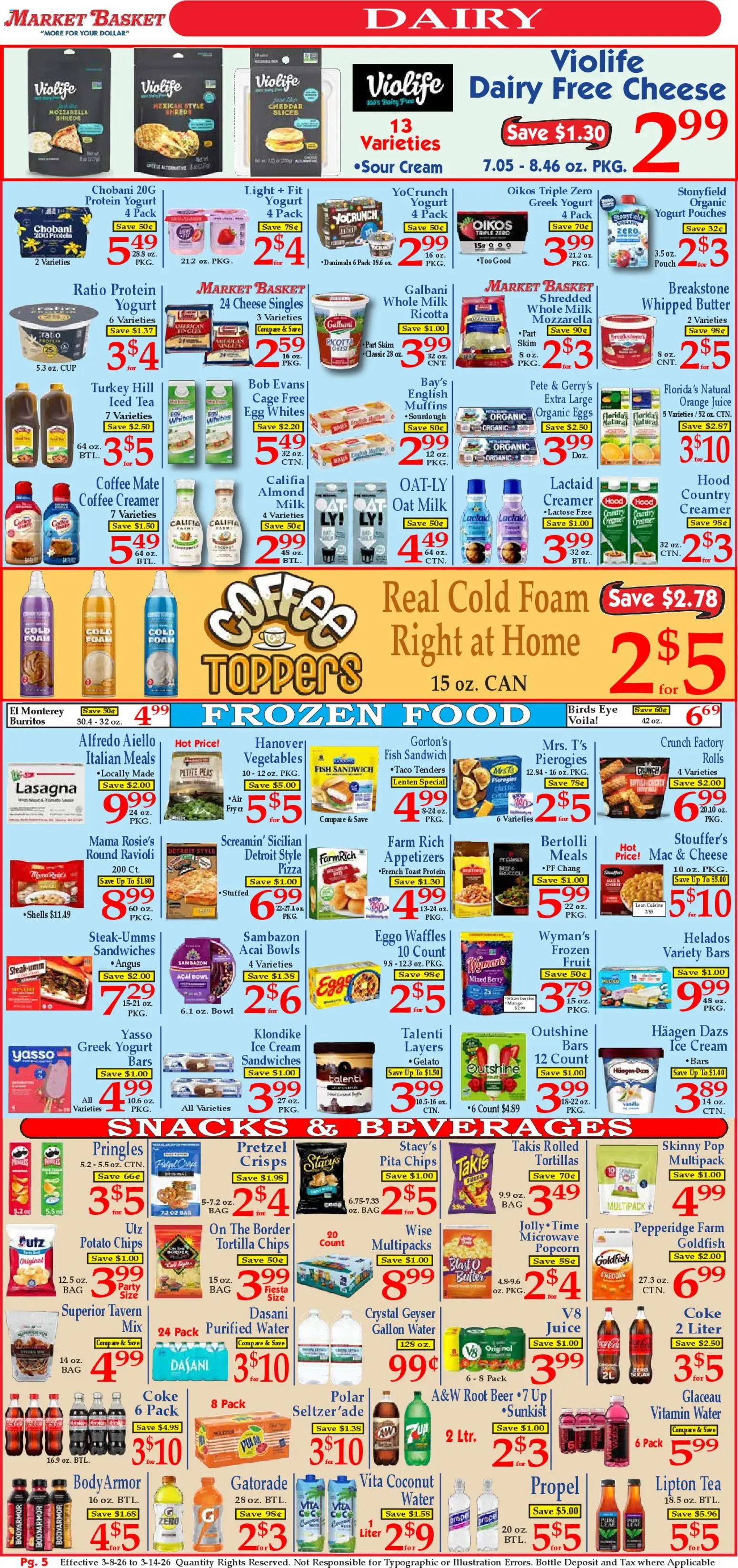 Market Basket Ad - valid from 08.03.2026 | Page: 5 | Products: Butter, Microwave, Chips, Vegetables