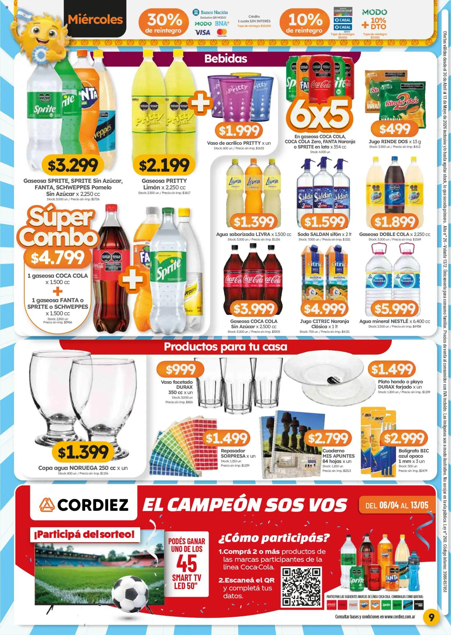 Cordiez ofertas │ válido desde el 30.04.2026 | Página: 9 | Productos: Banco, Azucar, Repasador, Pomelo
