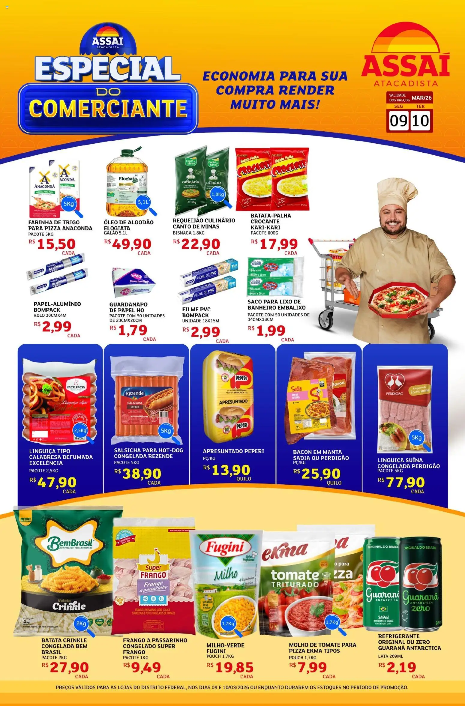 Assaí Atacadista Folheto - válido de 09.03.2026 | Página: 1 | Produtos: Saco para lixo, Molho de tomate, Farinha de trigo, Óleo