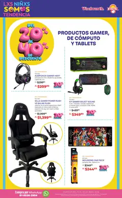 Vista previa de Del Sol y Woolworth katalog Día del Niño 2026, nuevo folleto de la tienda, válido en México a partir del 16.04.2026 | Página: 11 | Productos: Silla, Mouse, Cable, Silla gamer