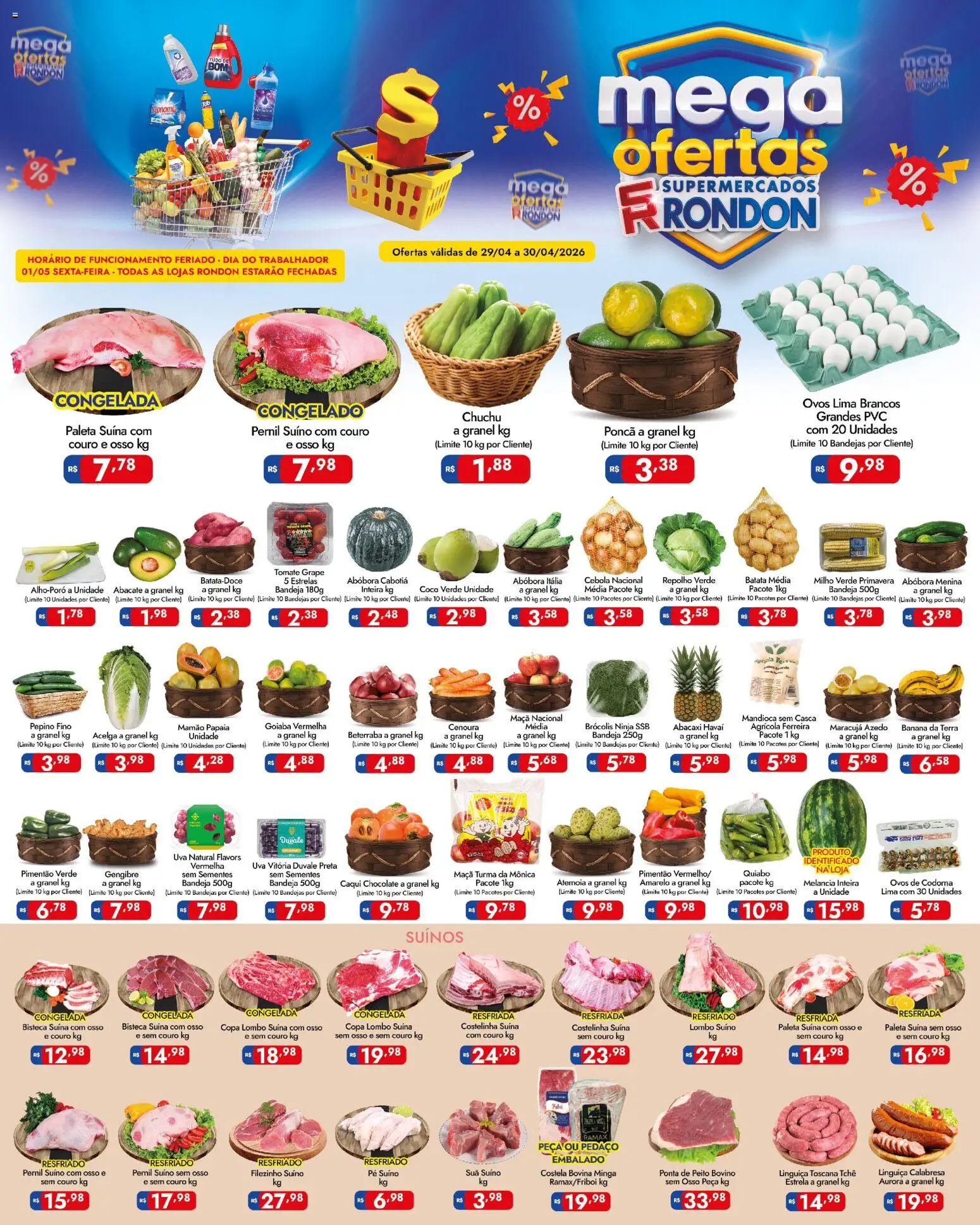 Supermercados Rondon Folheto - válido de 29.04.2026 | Página: 1 | Produtos: Goiaba, Melancia, Copa, Abacaxi