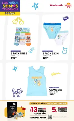 Vista previa de Del Sol y Woolworth katalog Moda Niños 2026, nuevo folleto de la tienda, válido en México a partir del 16.04.2026 | Página: 19 | Productos: Monedero, Bikini, Camiseta
