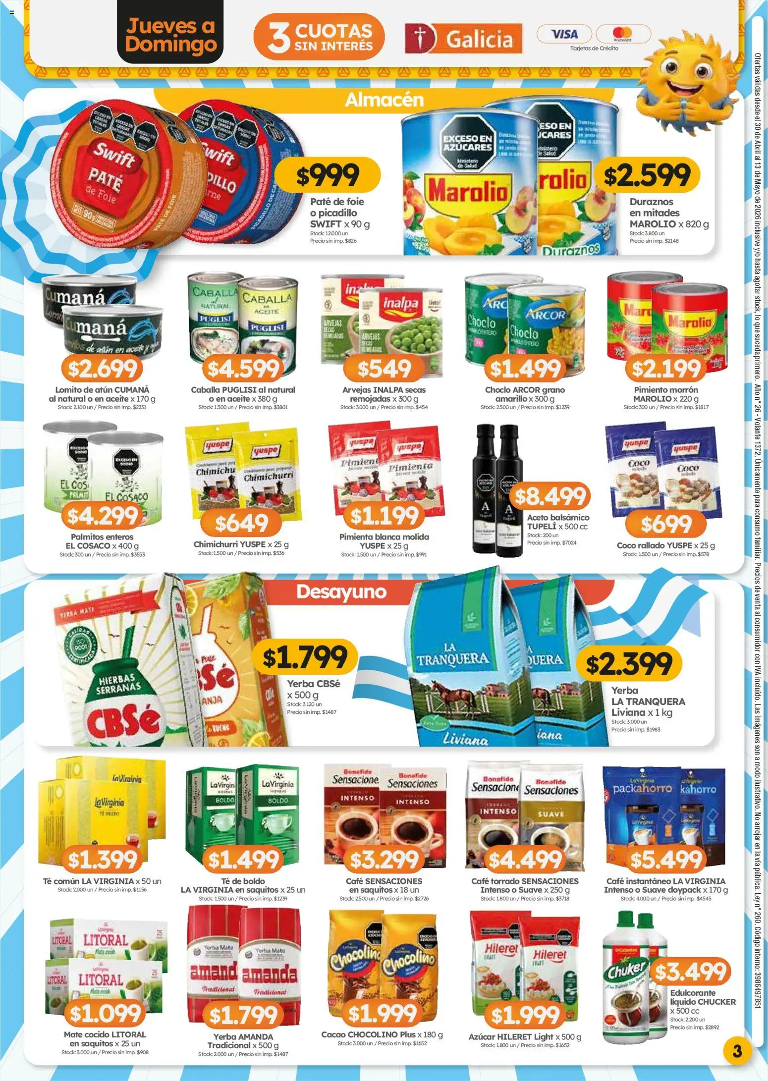 Cordiez ofertas │ válido desde el 30.04.2026 | Página: 3 | Productos: Choclo, Aceto, Arvejas, Palmitos