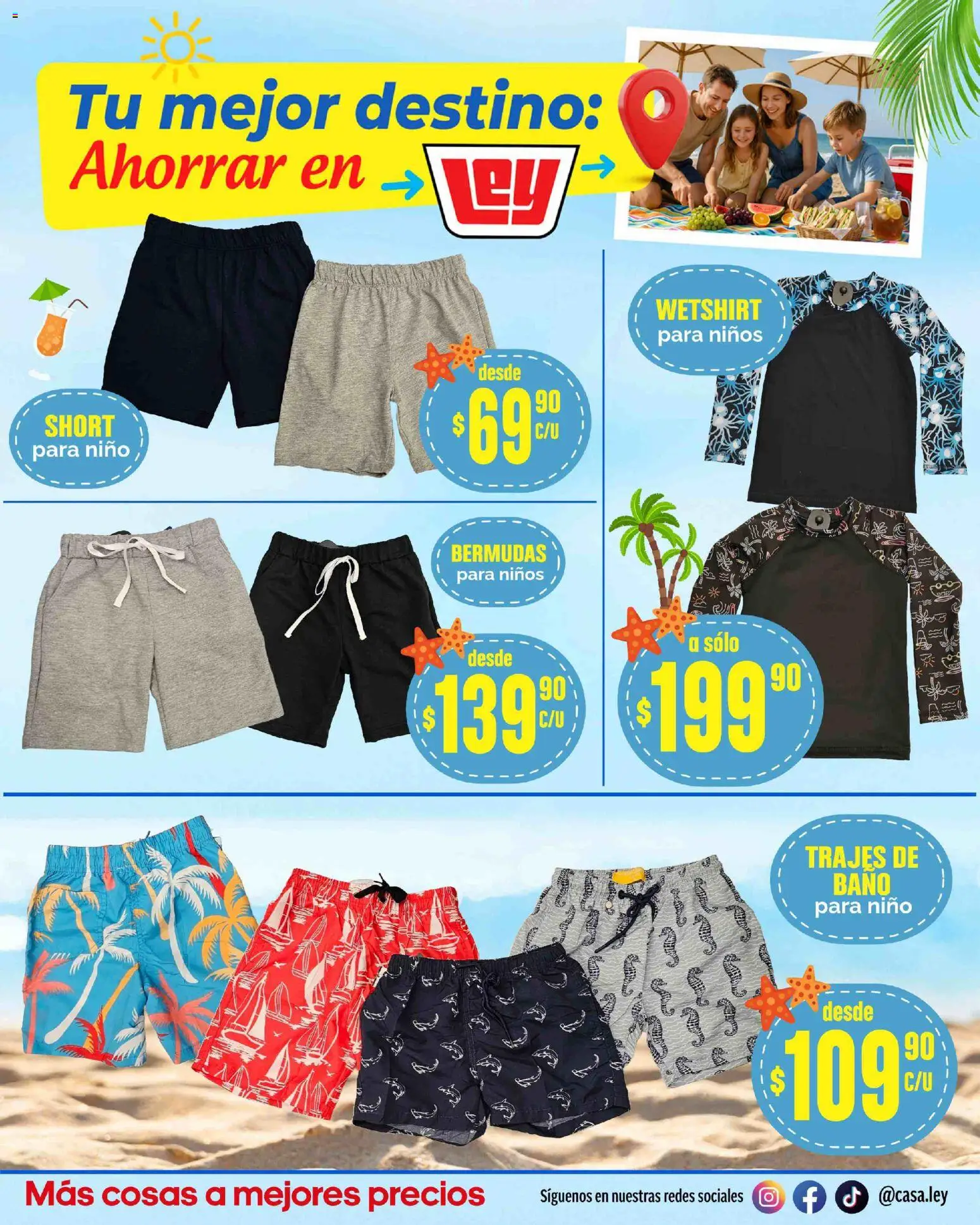 Nuevas ofertas de Casa Ley válidas en toda la República Mexicana desde el 14.03.2026. ¡Encuentra las mejores ofertas en Casa Ley folleto Tu mejor destino Interior ! | Página: 27 | Productos: Bermudas, Short, Baño