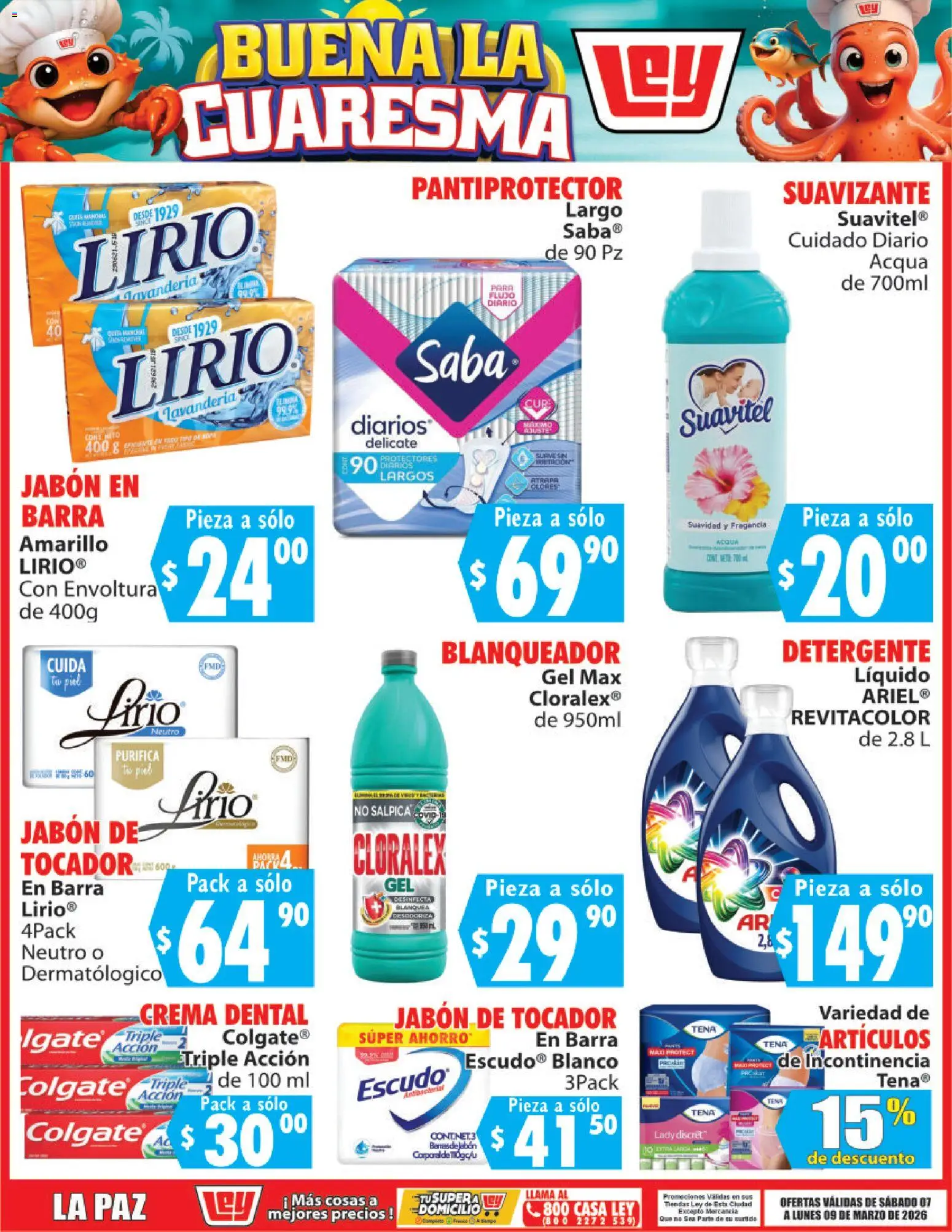 Nuevas ofertas de Casa Ley válidas en toda la República Mexicana desde el 07.03.2026. ¡Encuentra las mejores ofertas en Casa Ley folleto Buena la Cuaresma! | Página: 11 | Productos: Crema, Barra, Fragancia, Jabón