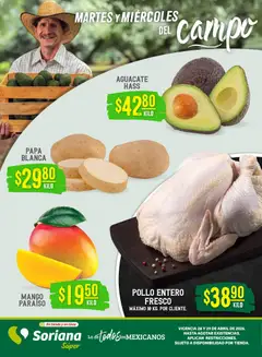 Vista previa de Soriana Martes y Miércoles del Campo Súper: Ver, Tab, Chis, Camp, Yuc y Q. Roo, nuevo folleto de la tienda, válido en México a partir del 28.04.2026