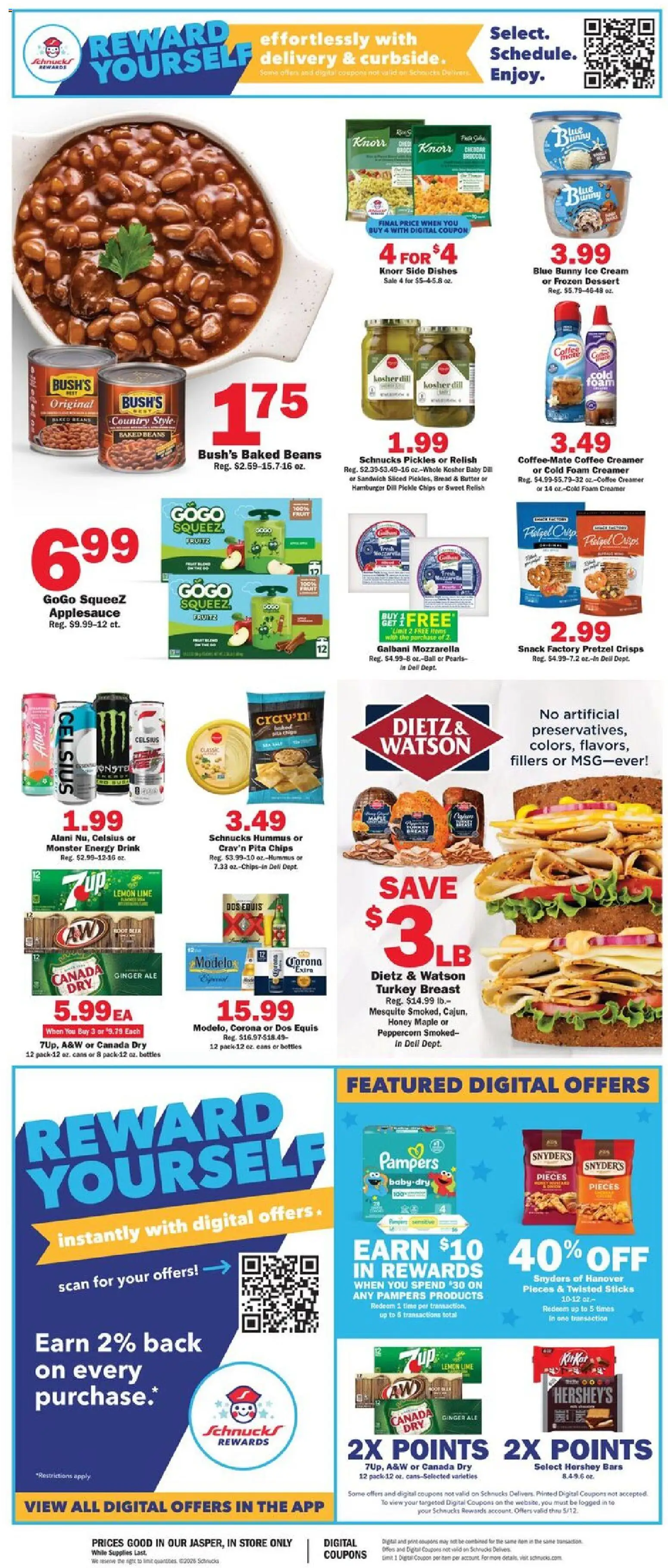 Schnucks Weekly Ad - valid from 06.05.2026 | Page: 4 | Products: Chips, Cream, Ice cream, Fruits