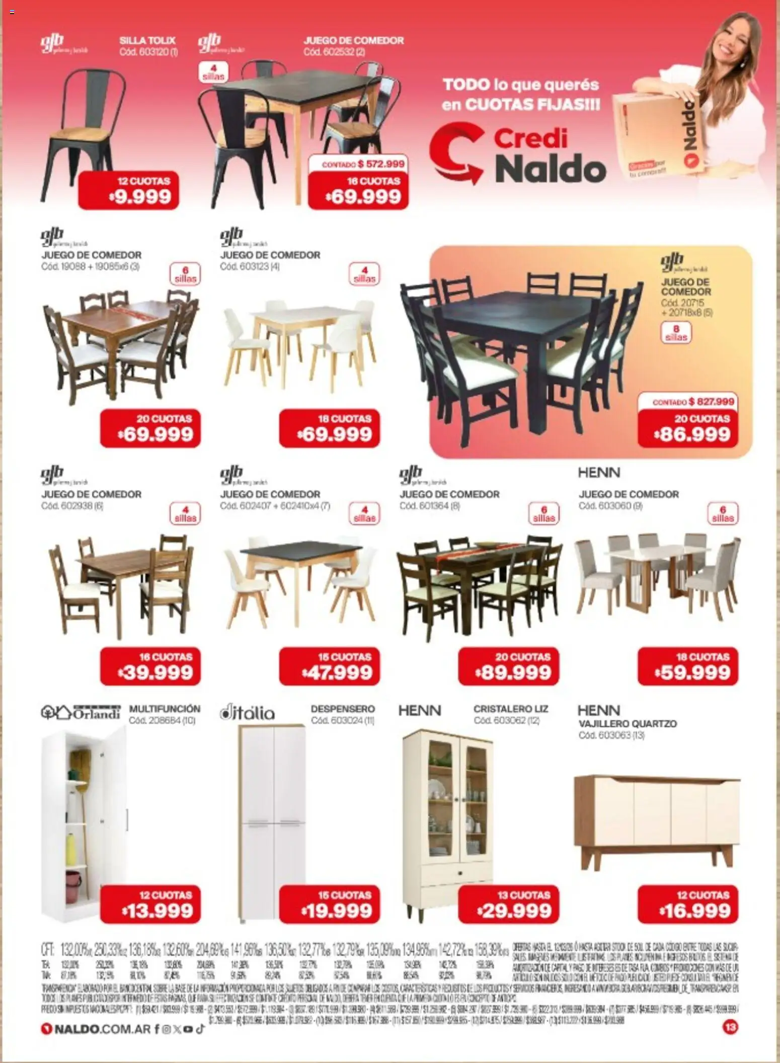 Naldo catálogo │ válido desde el 02.03.2026 | Página: 13 | Productos: Juego de comedor, Despensero, Vajillero, Silla