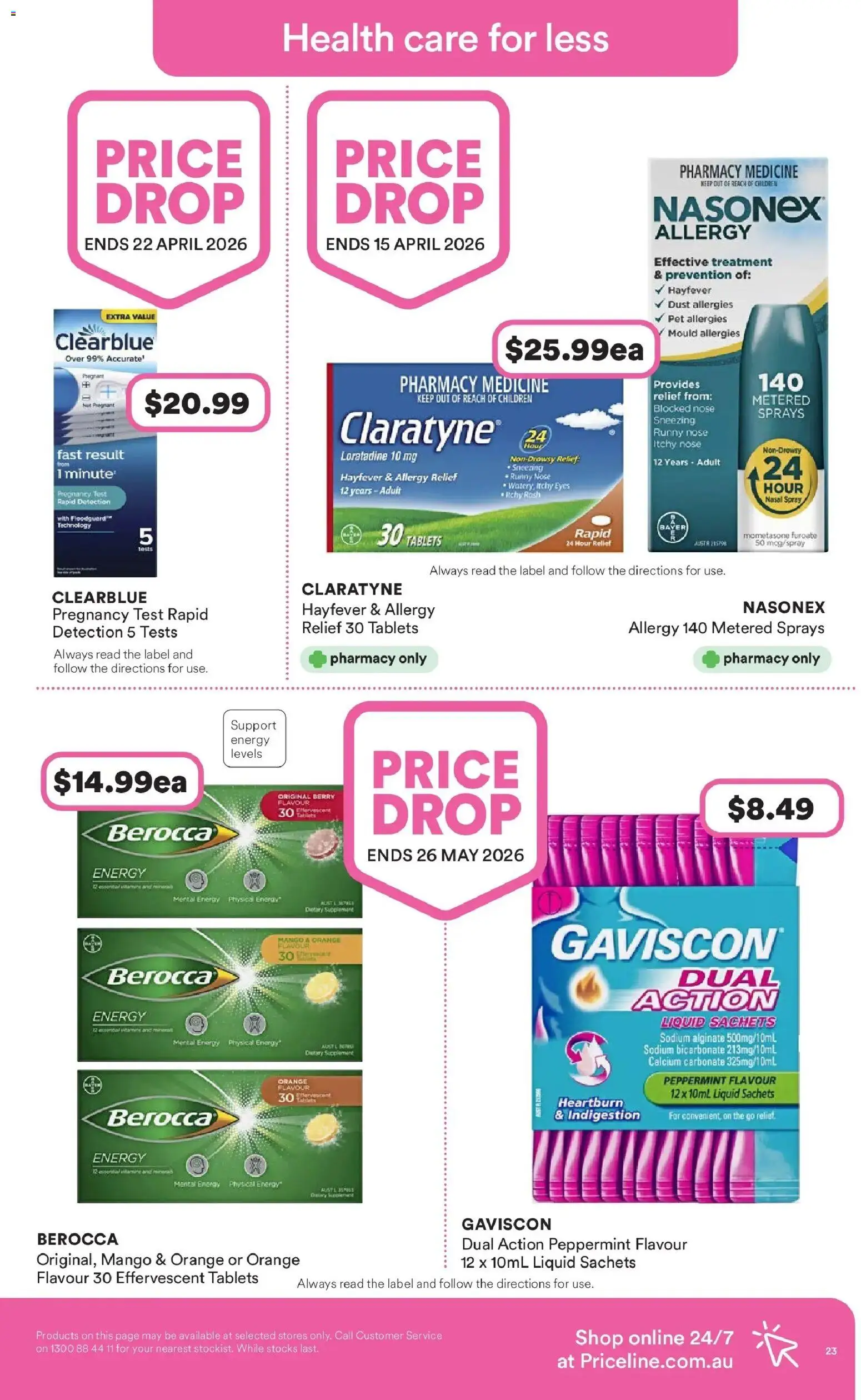 Priceline Pharmacy catalogue - valid from 05.03.2026 | Page: 23 | Products: Nasal spray, Runny nose, Tablets, Allergy