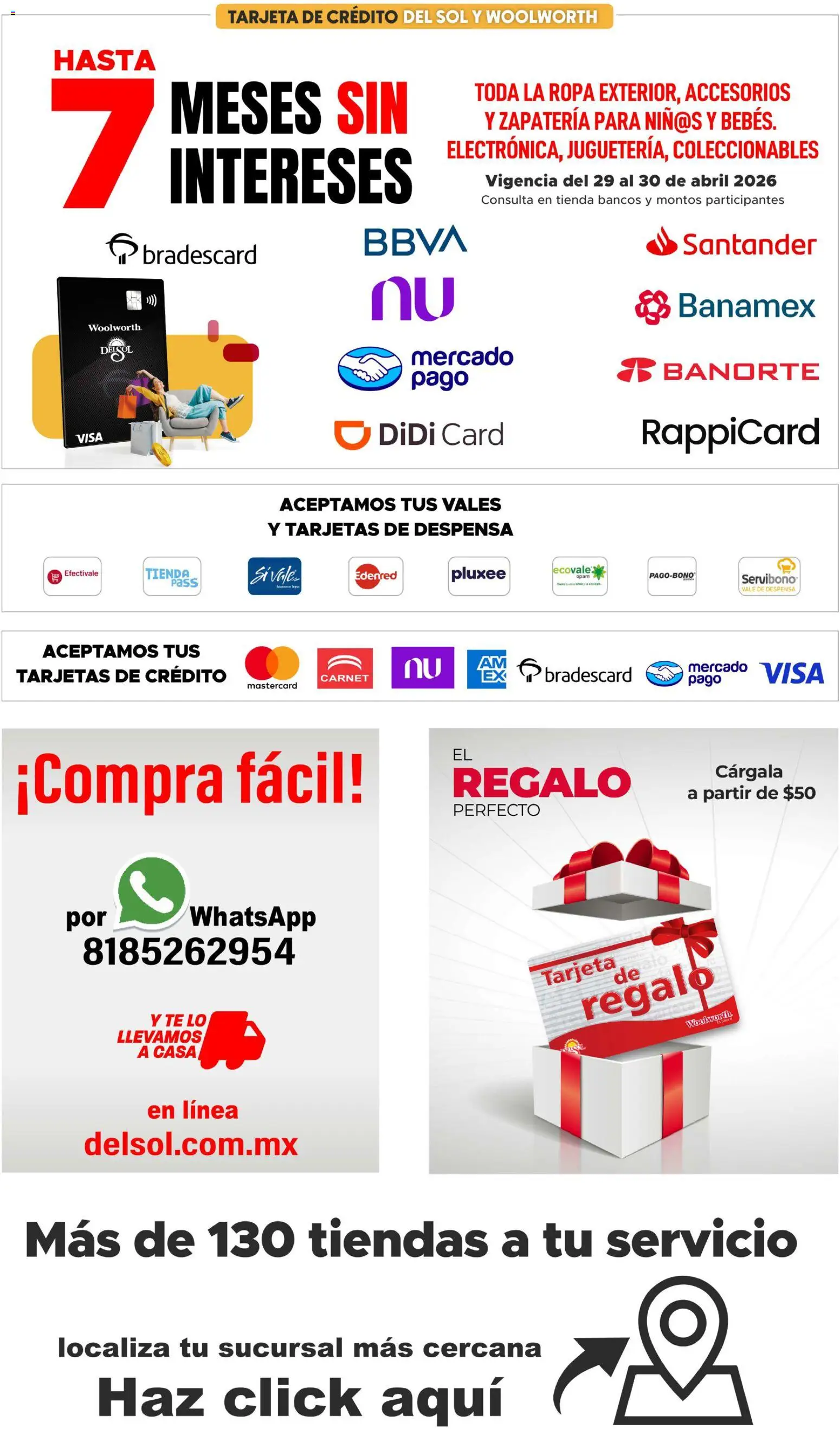 Nuevas ofertas de Del Sol y Woolworth válidas en toda la República Mexicana desde el 29.04.2026. ¡Encuentra las mejores ofertas en Del Sol y Woolworth katalog Venta Especial Día del Niño 2026! | Página: 20