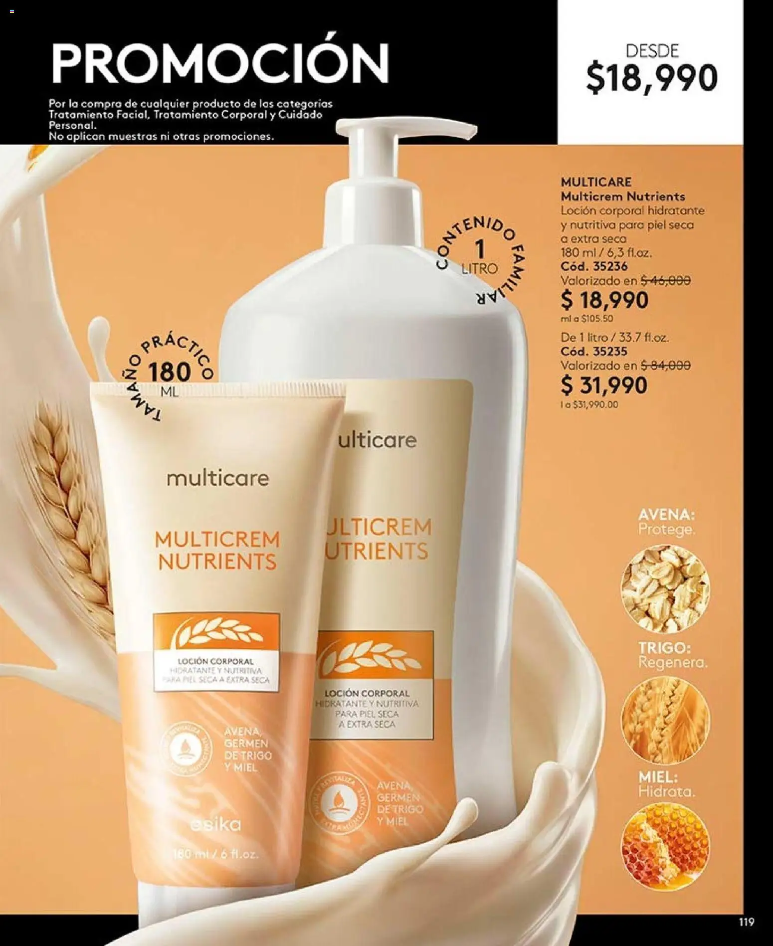 Ésika revista - valida desde el 07/08/2026 | Página: 119 | Productos: Avena, Loción, Loción corporal