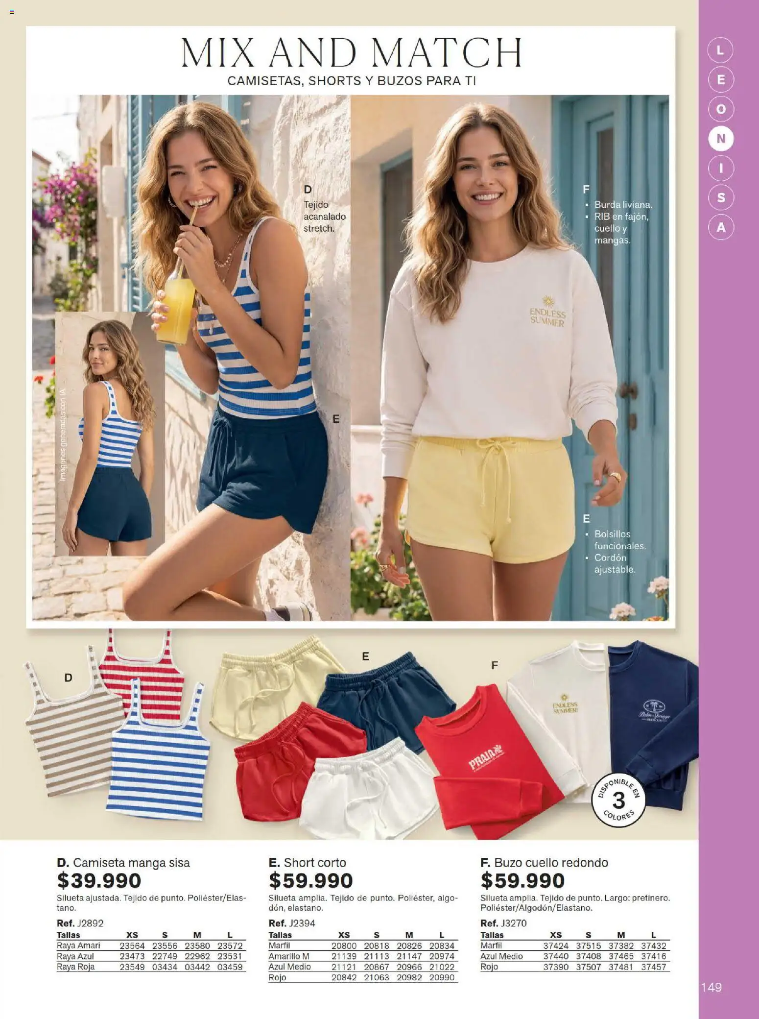 Leonisa revista - valida desde el 15/07/2026 | Página: 149 | Productos: Short, Buzo, Camiseta manga sisa, Cuello