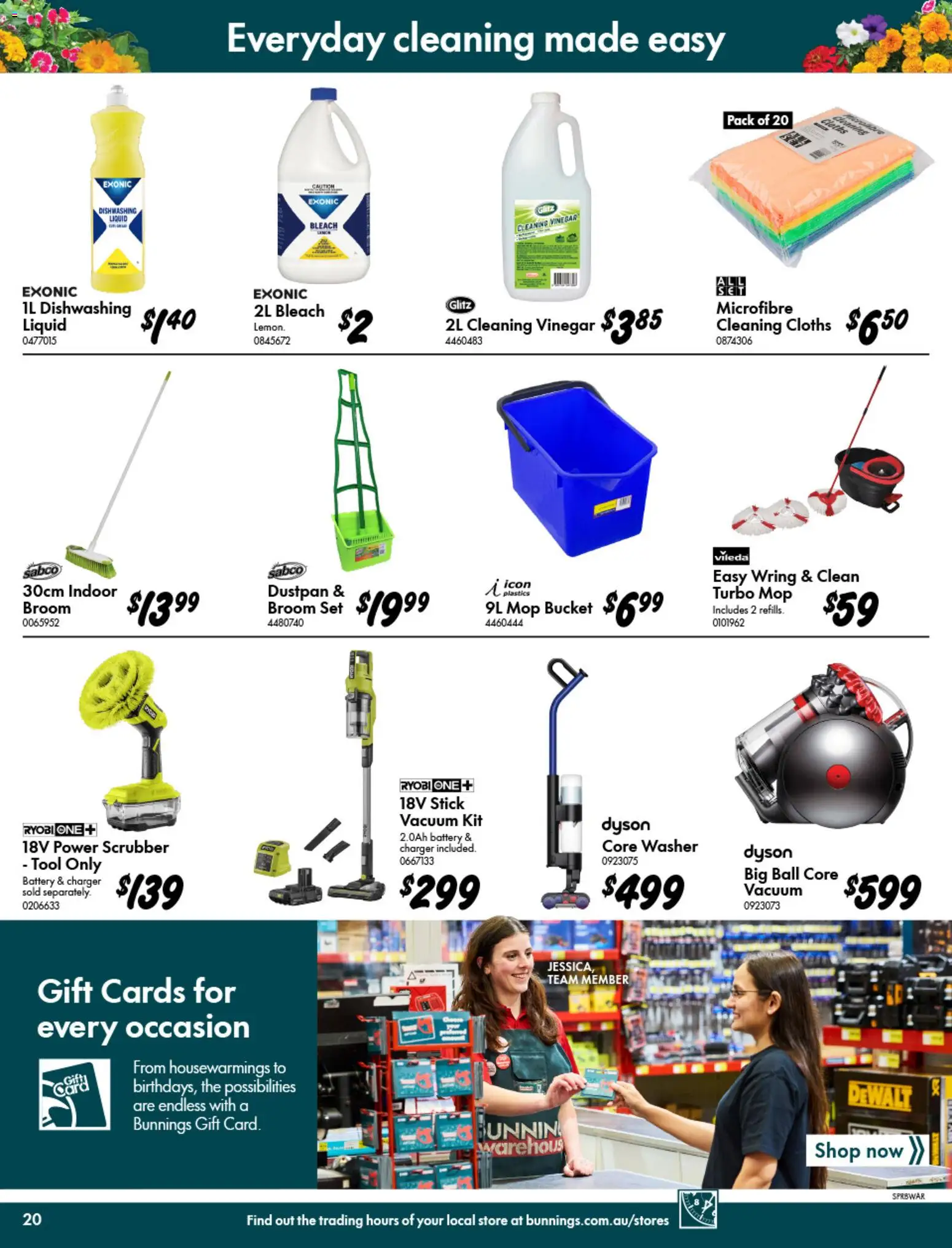 Bunnings Warehouse catalogue - valid from 09/09/2026 | Page: 20 | Products: Mop, Scrubber, Vinegar, Broom