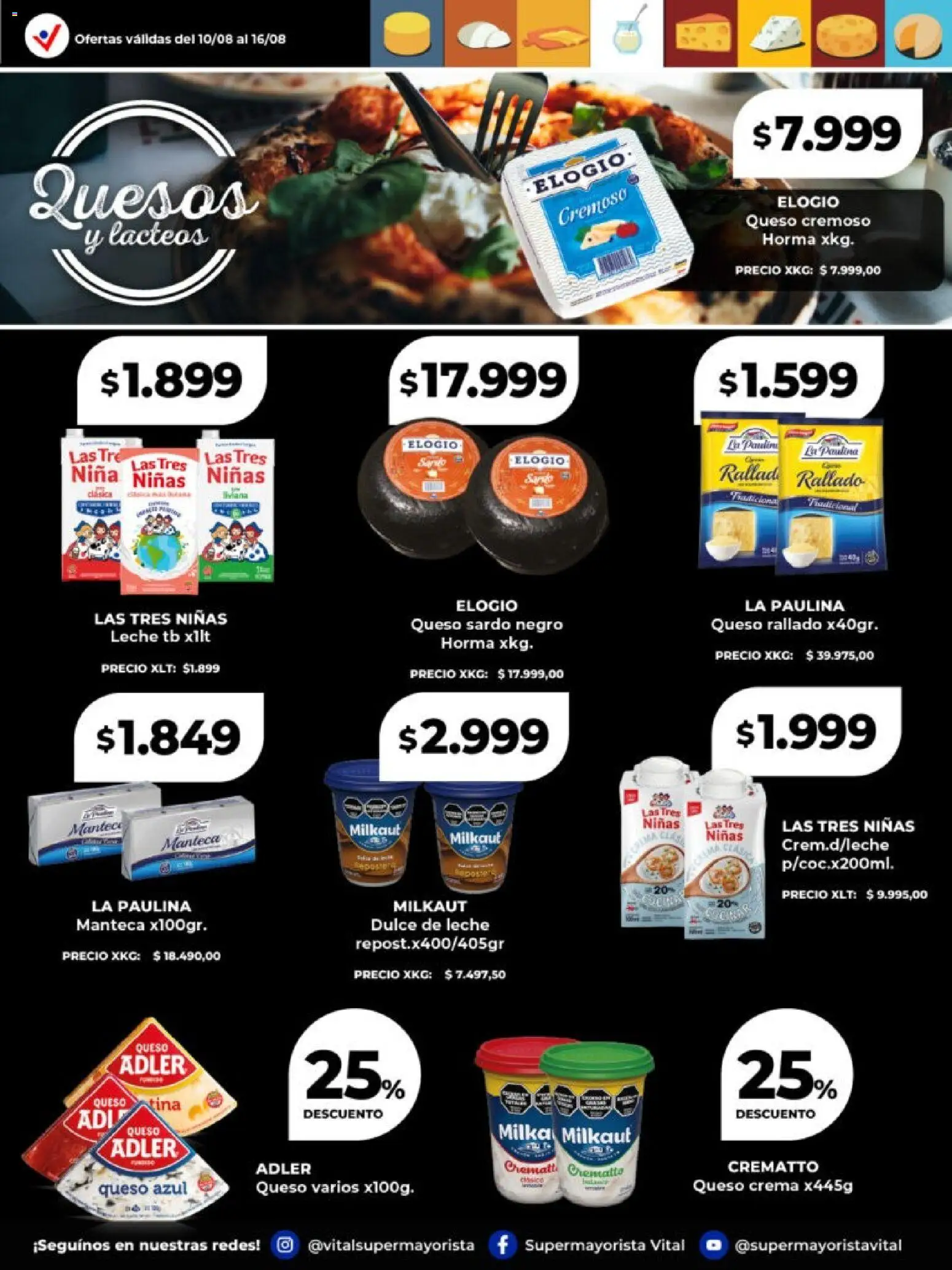 Vital - Especial de frescos │ válido desde el 10/08/2026 | Página: 3 | Productos: Queso rallado, Queso azul, Dulce, Crema