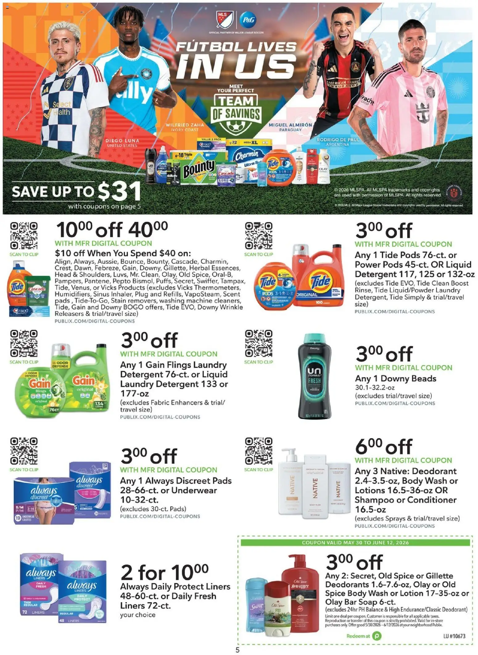 Publix Extra Savings - valid from 30.05.2026 | Page: 5 | Products: Soap, Bar Soap, Body Wash, Underwear