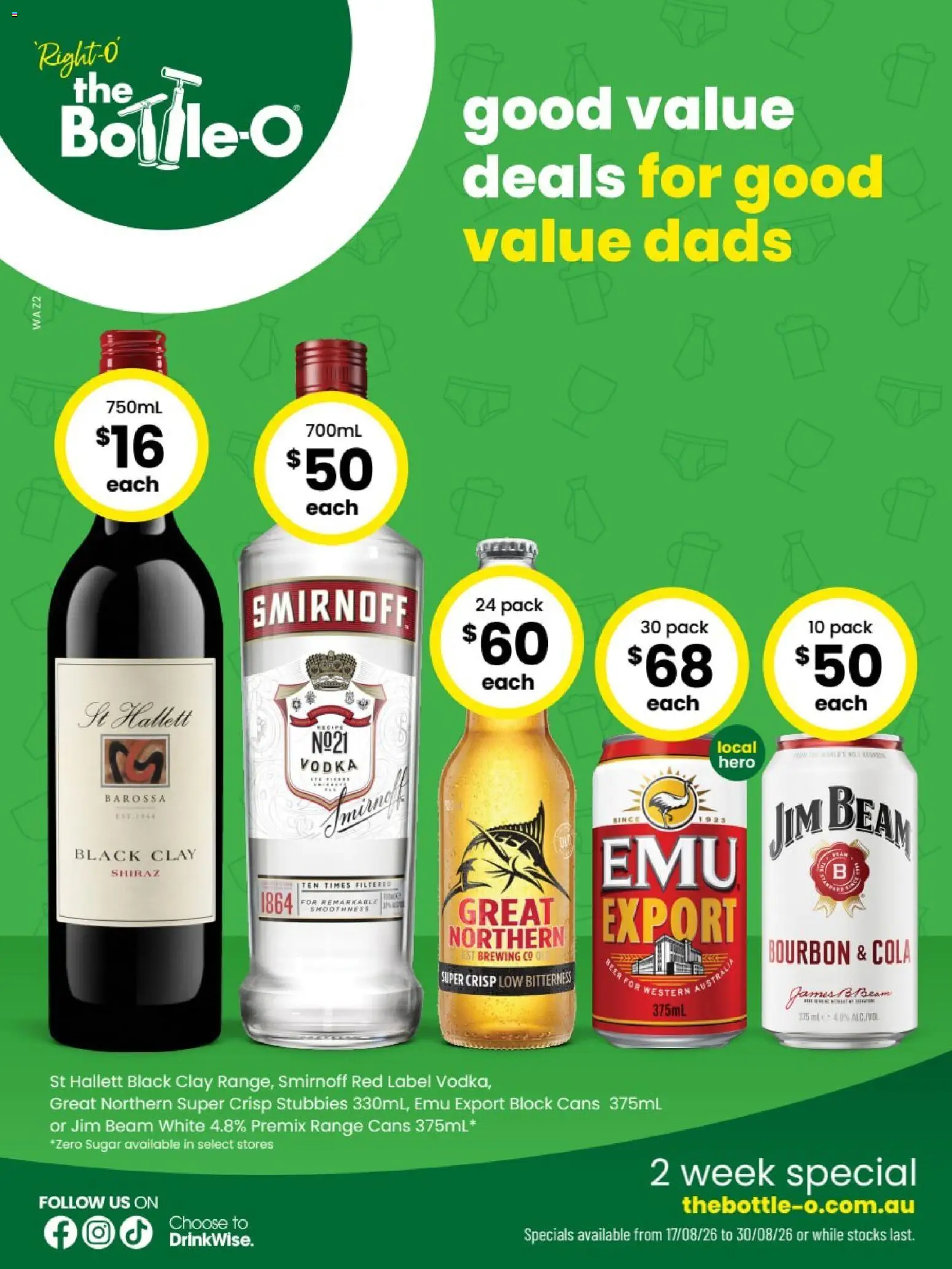 The Bottle-O catalogue - valid from 17/08/2026 | Page: 1 | Products: Jim Beam, Bourbon, Vodka, Sugar