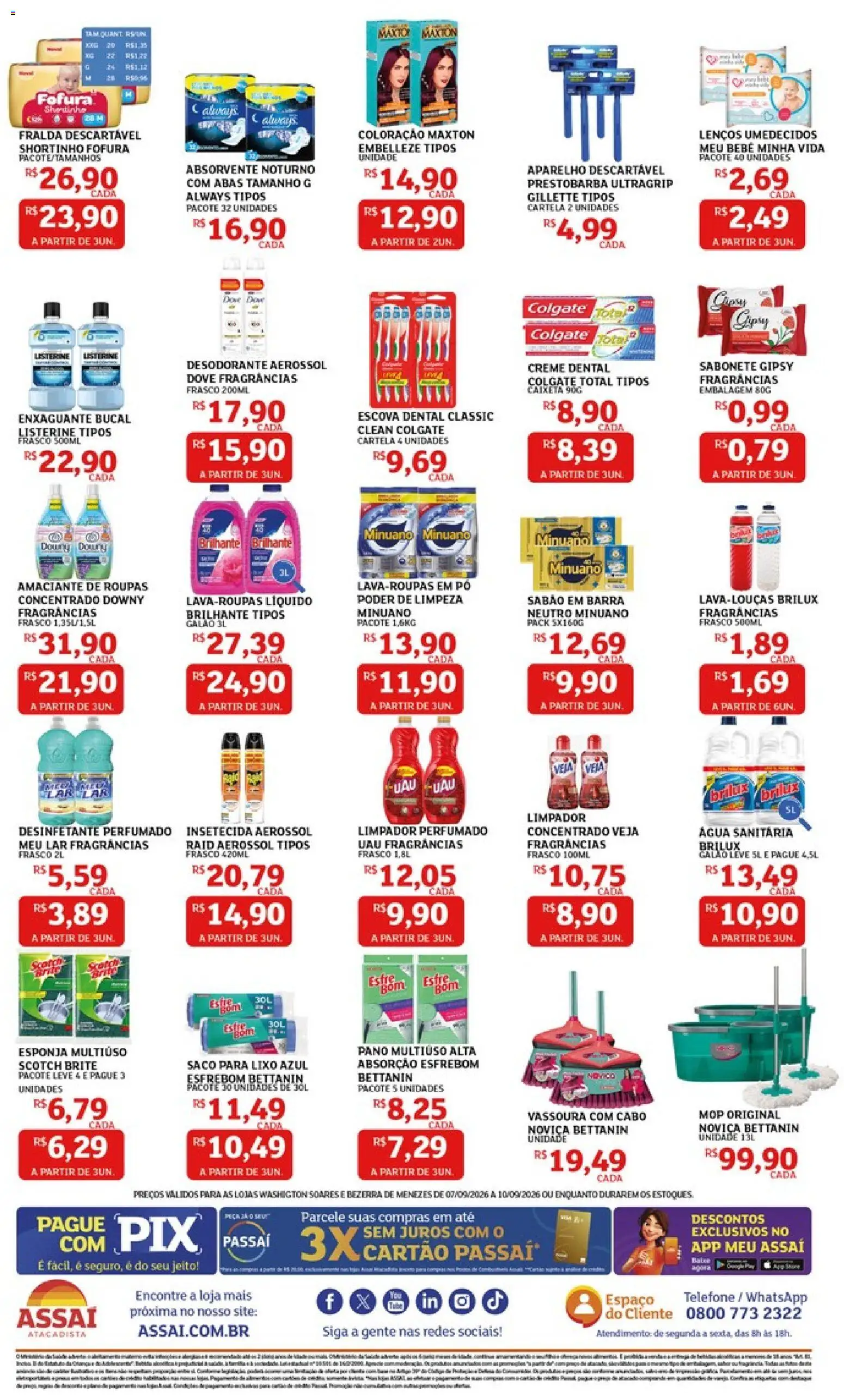 Assaí Atacadista Folheto - válido de 07/09/2026 | Página: 4 | Produtos: Lenços umedecidos, Mop, Sabonete, Dove