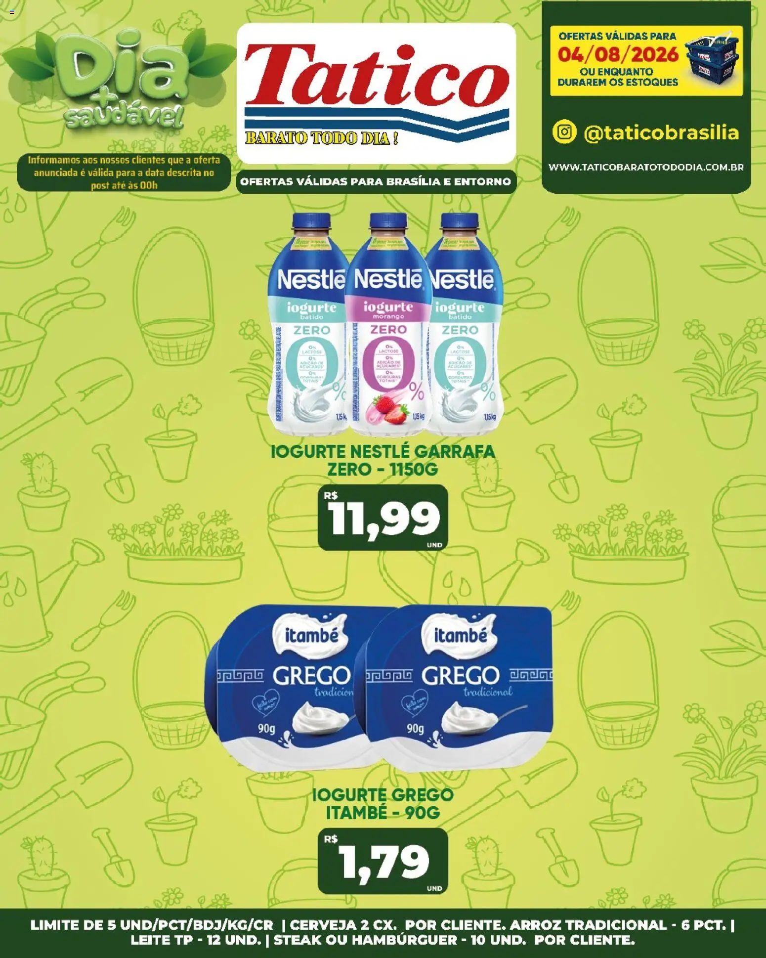 Tatico Folheto - válido de 04/08/2026 | Página: 21 | Produtos: Leite, Iogurte, Bolo, Iogurte grego